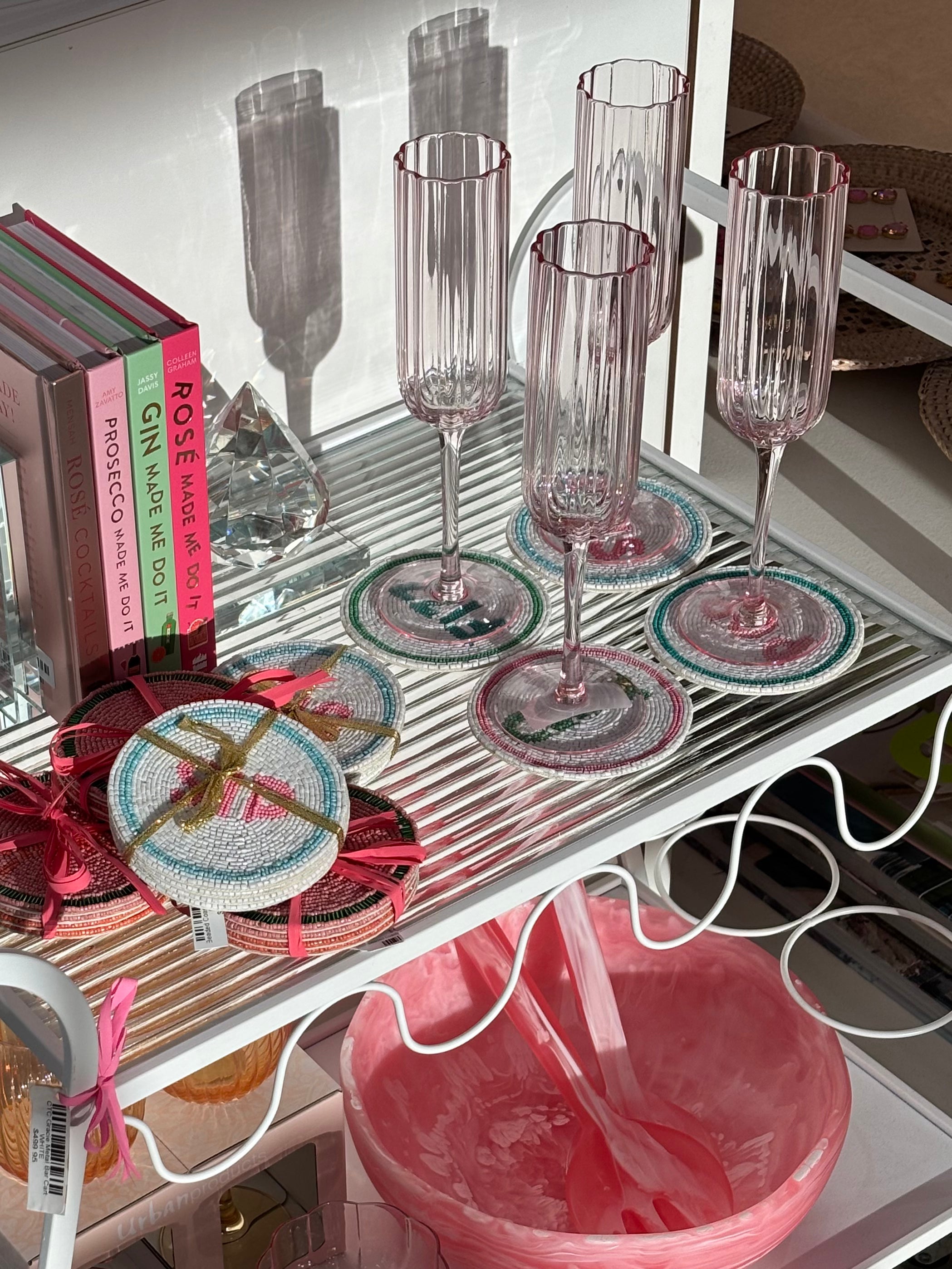 Ripple Champagne Flutes Set 4 PINK