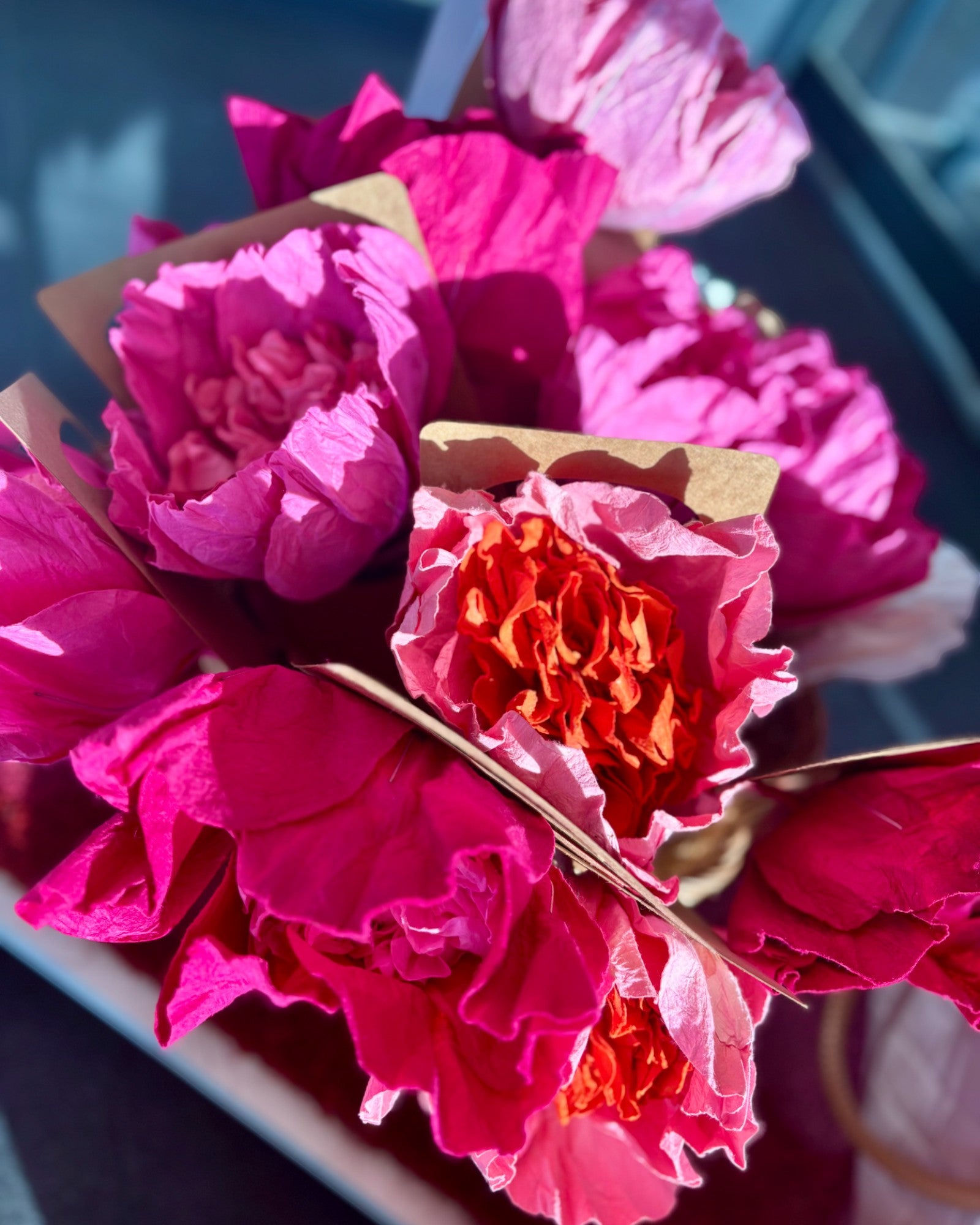 CAMELIA Paper Flower Small HOT PINK