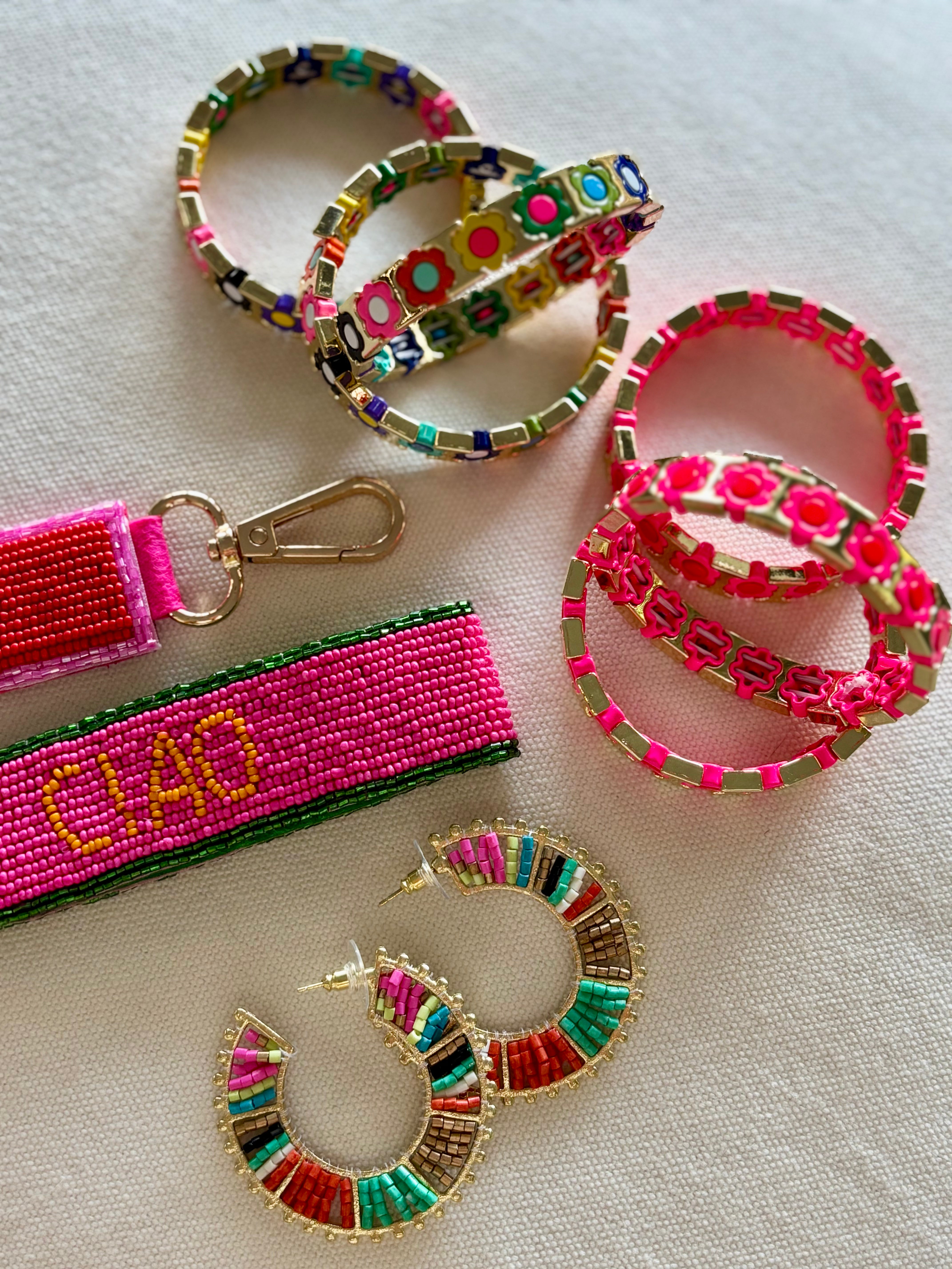 Beaded Hoop Earrings MULTI