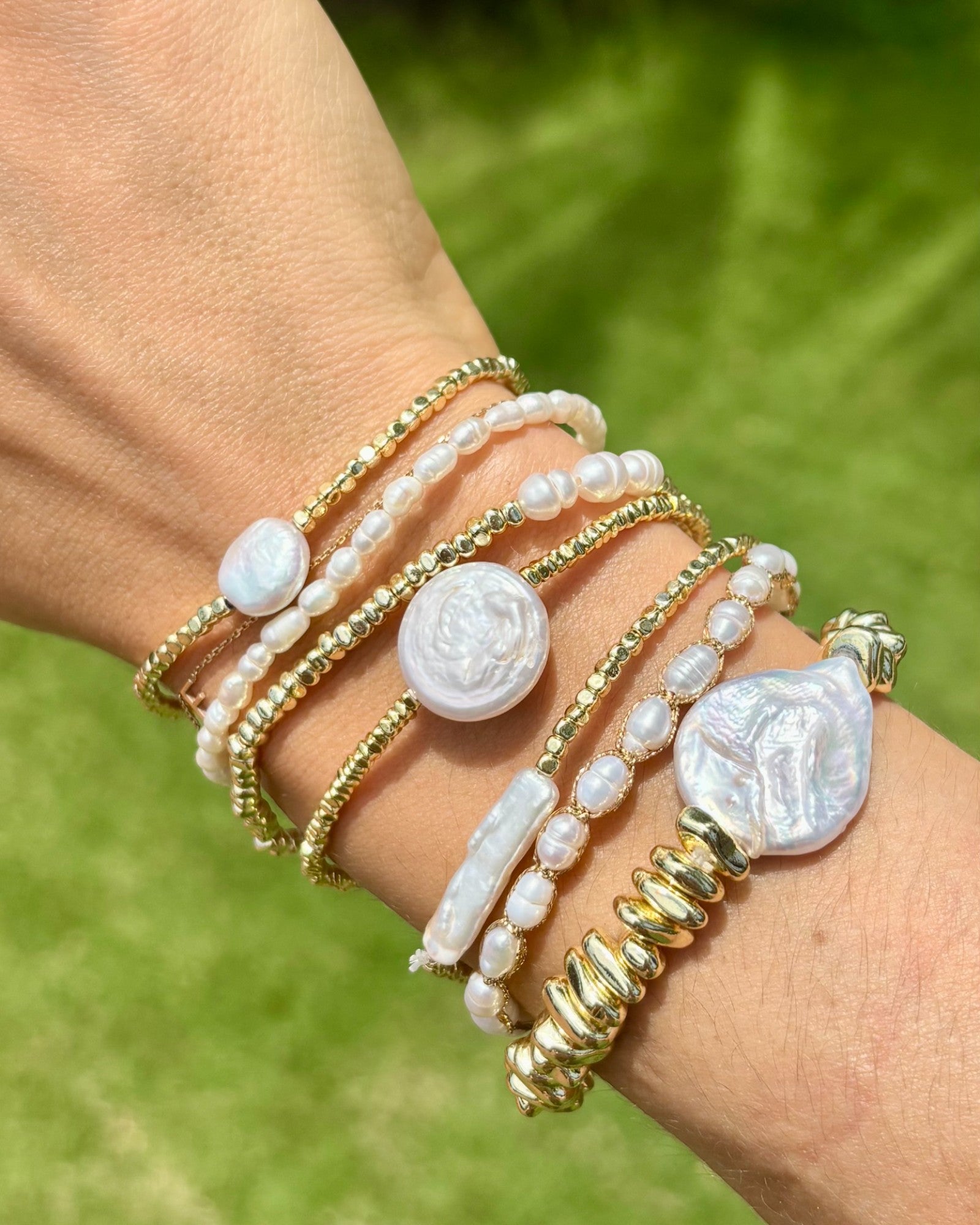 HEI TAI Indi Slide Bracelet FLAT PEARL