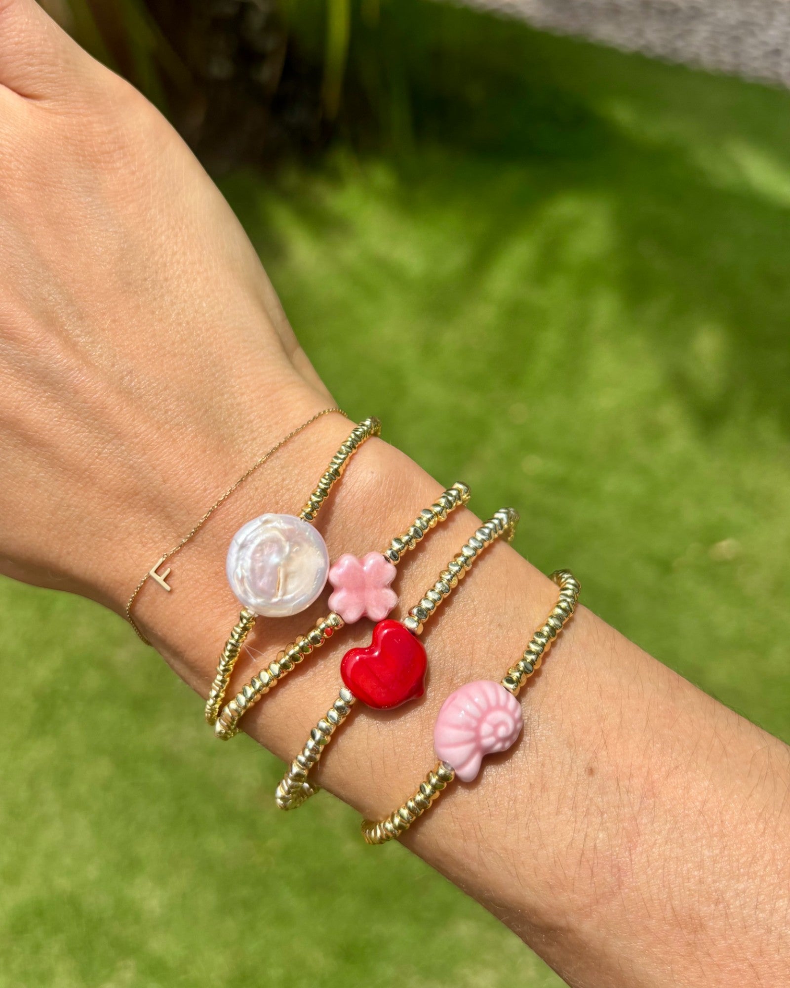 HEI TAI Gold Bracelet ROUND FRESHWATER PEARL