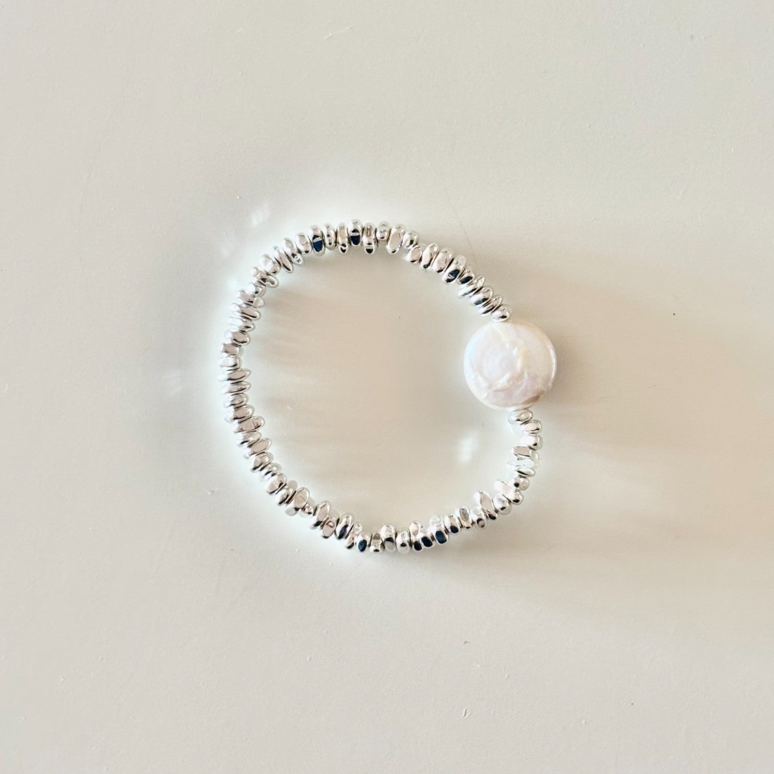 HEI TAI Chunky Luxe Silver Bracelet PEARL ROUND
