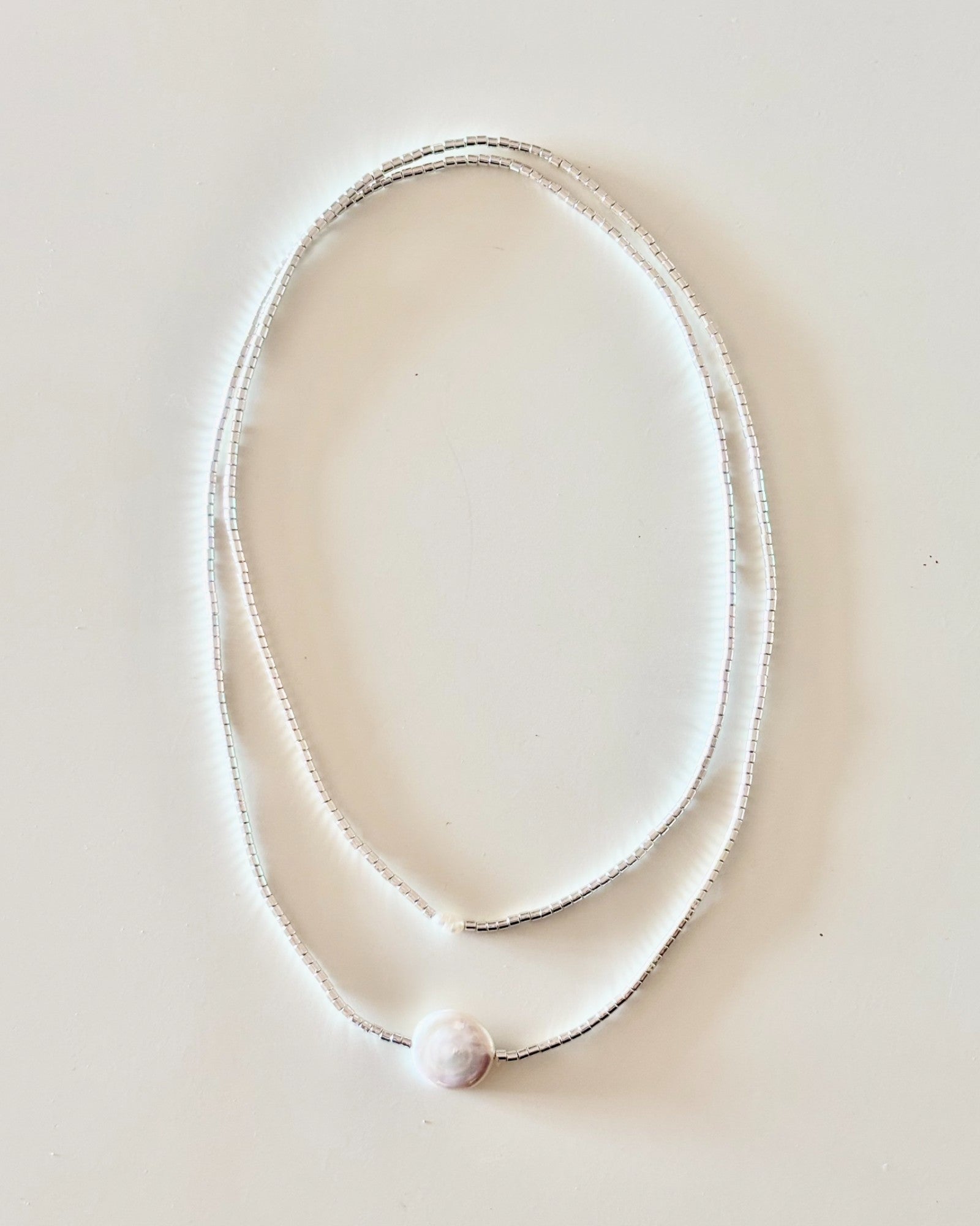 HEI TAI Soleil Necklace SILVER + PEARL