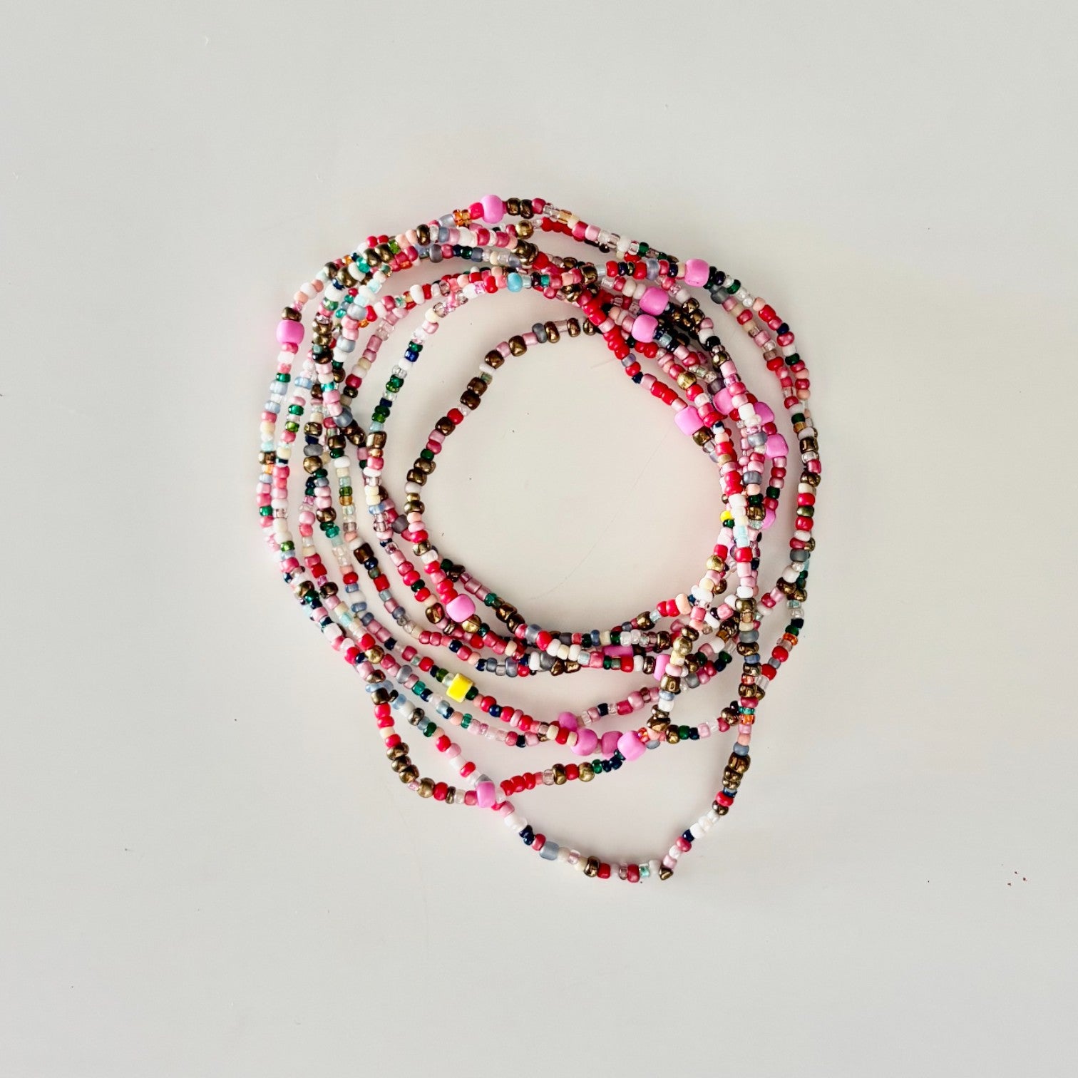HEI TAI Long Love Bead Necklace PINKS