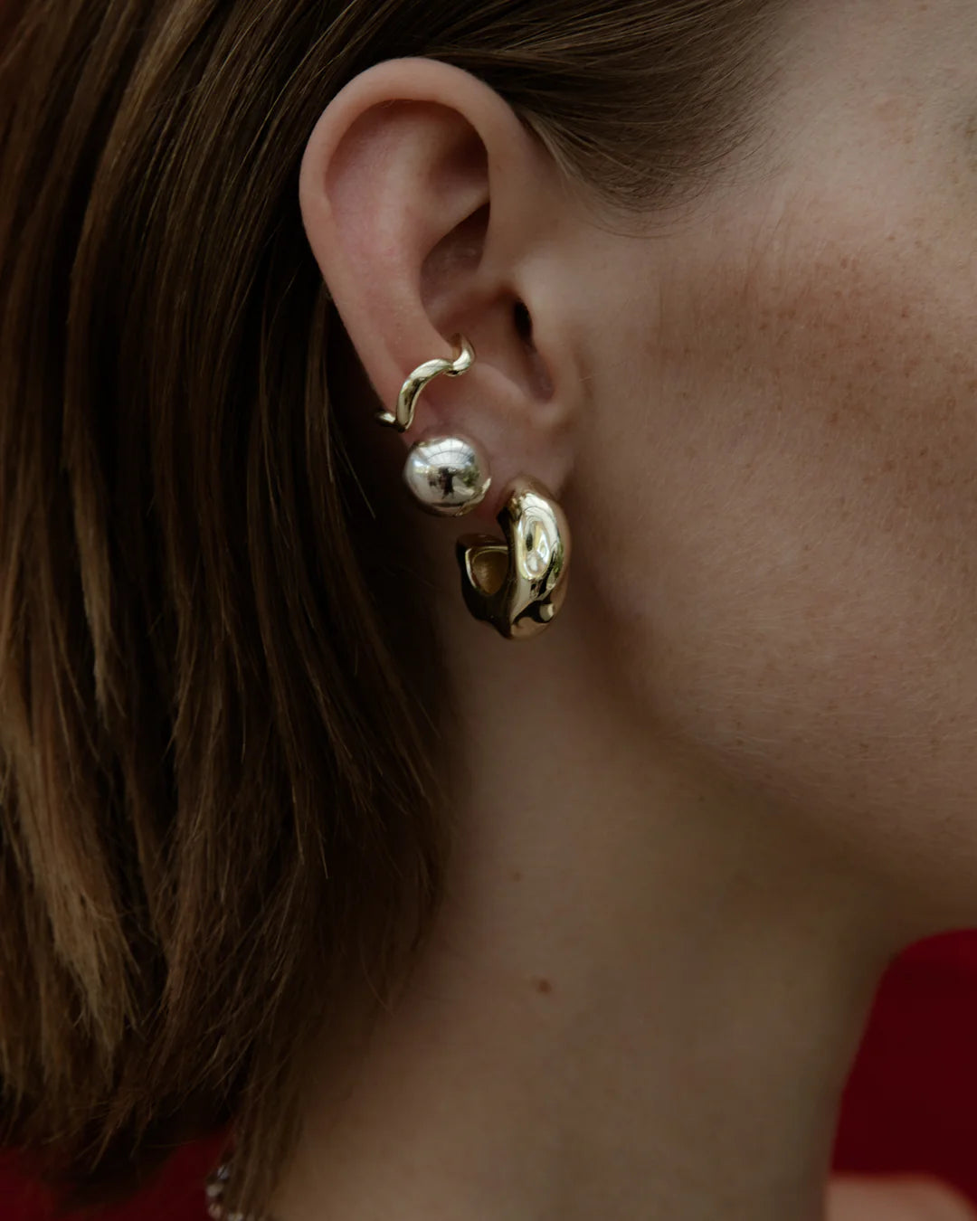 F+H Hammered Ball Studs GOLD