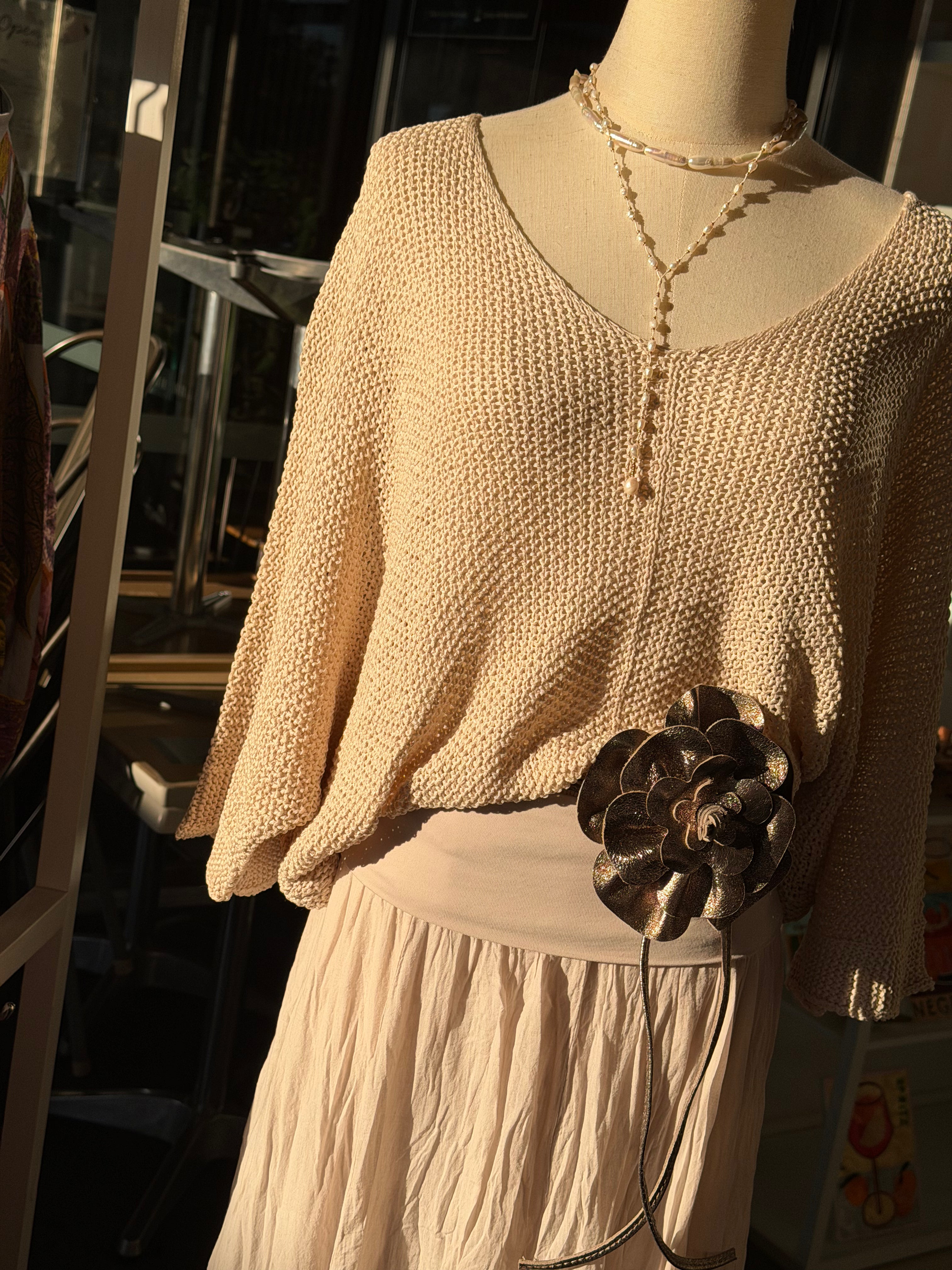 URBAN LUXURY Flower Wrap Belt BRONZE