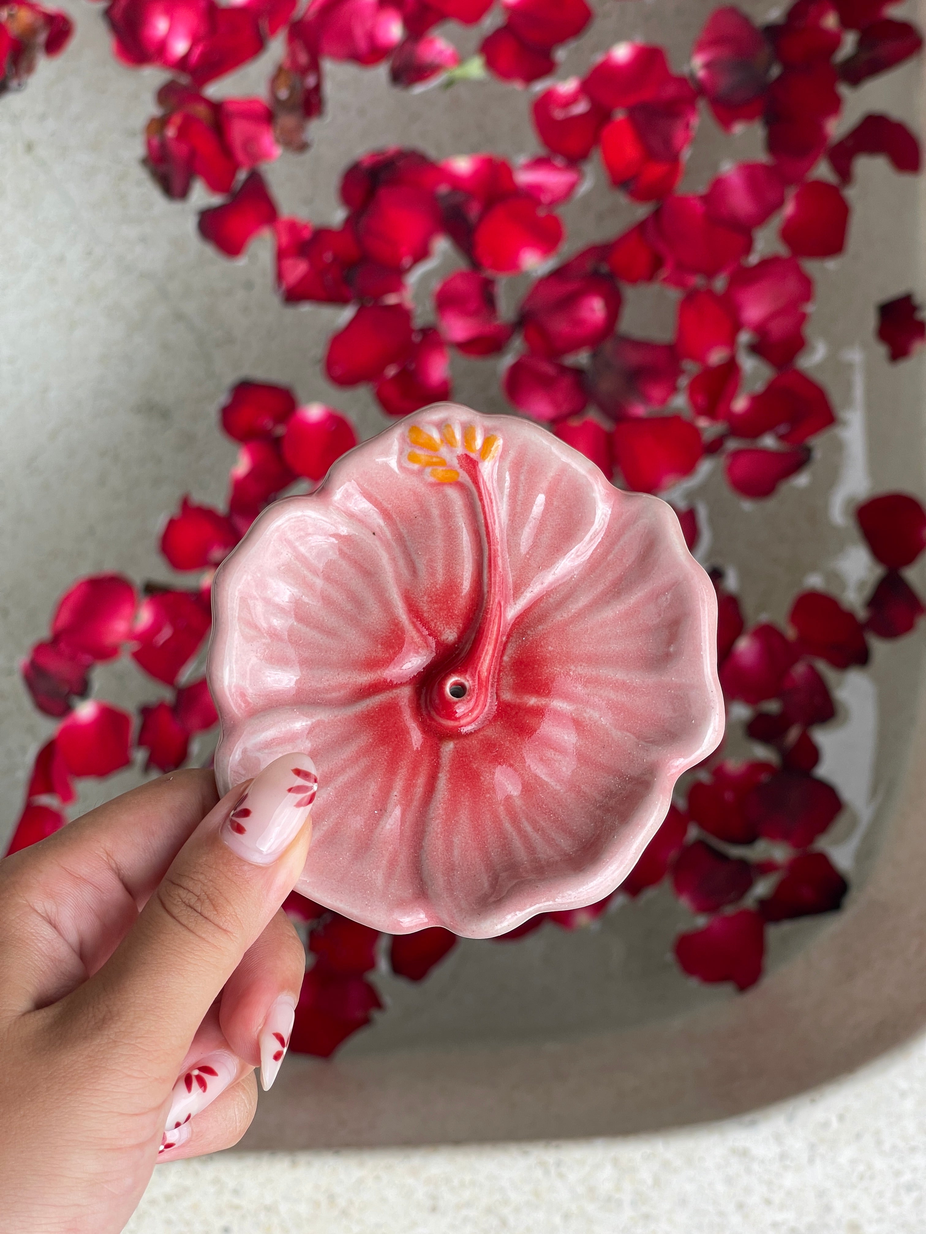 IN TIME Hibiscus Incense Holder SUNSET PINK