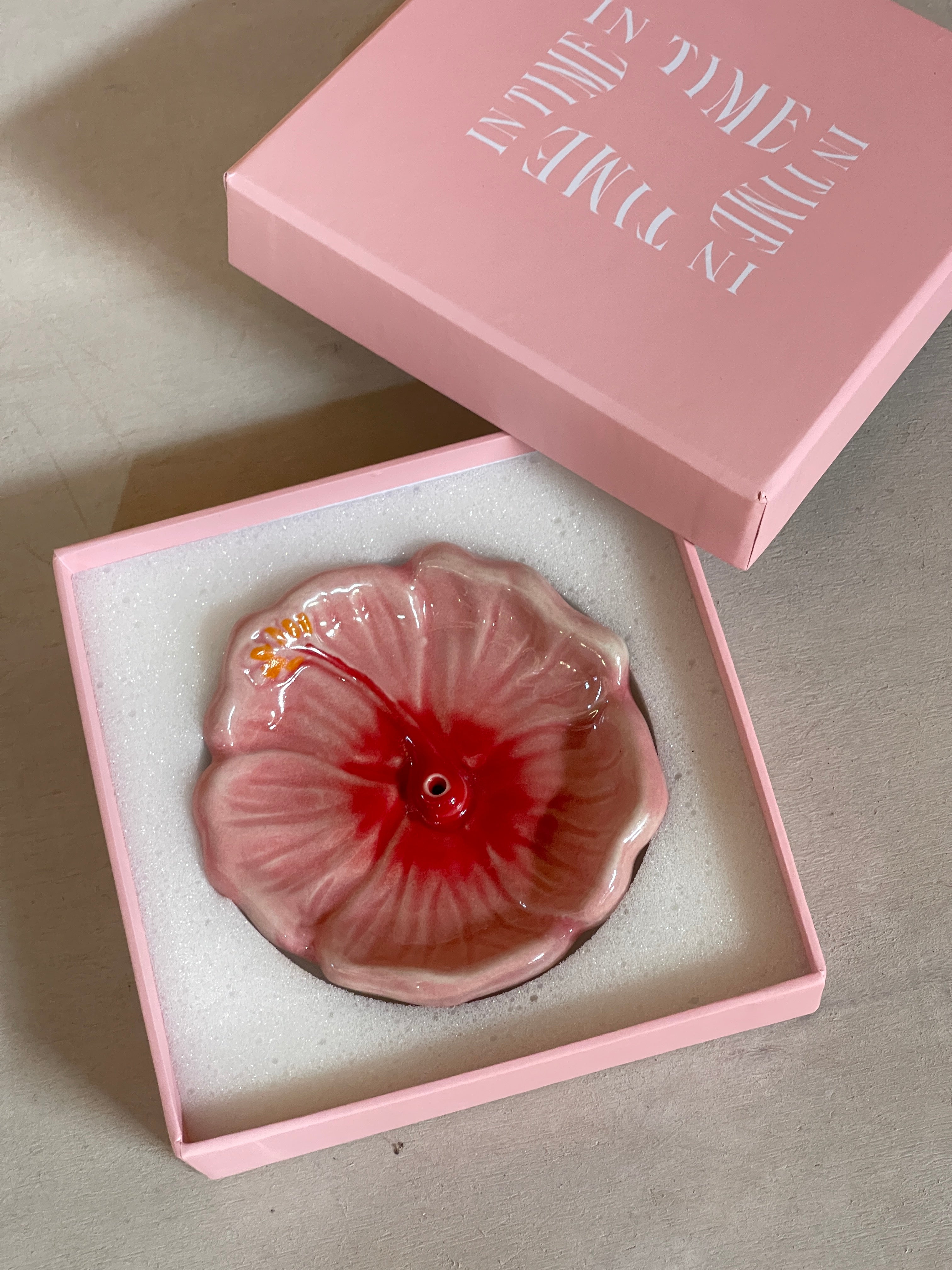 IN TIME Hibiscus Incense Holder SUNSET PINK