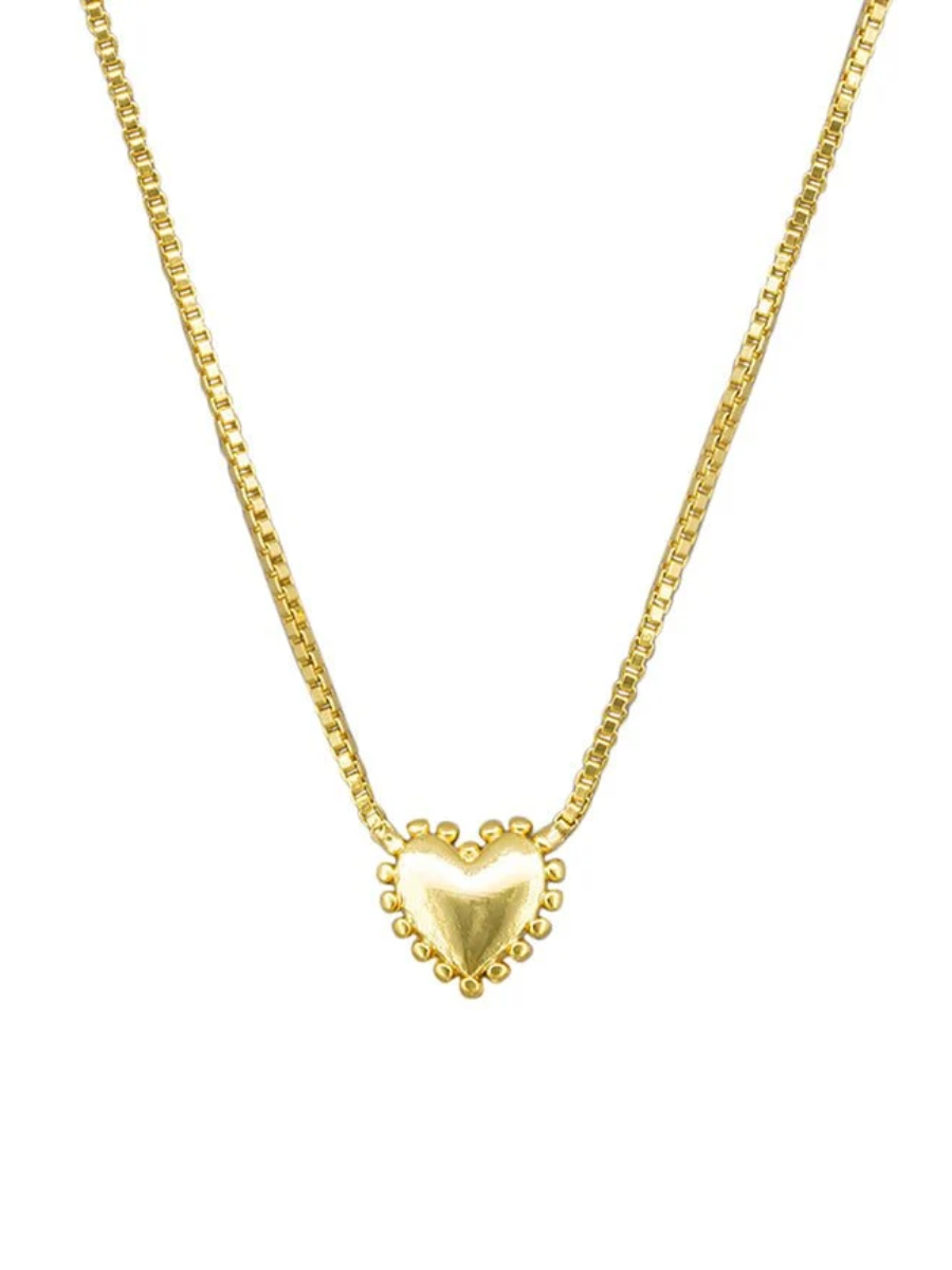TT25 Ball Edge Heart Necklace GOLD