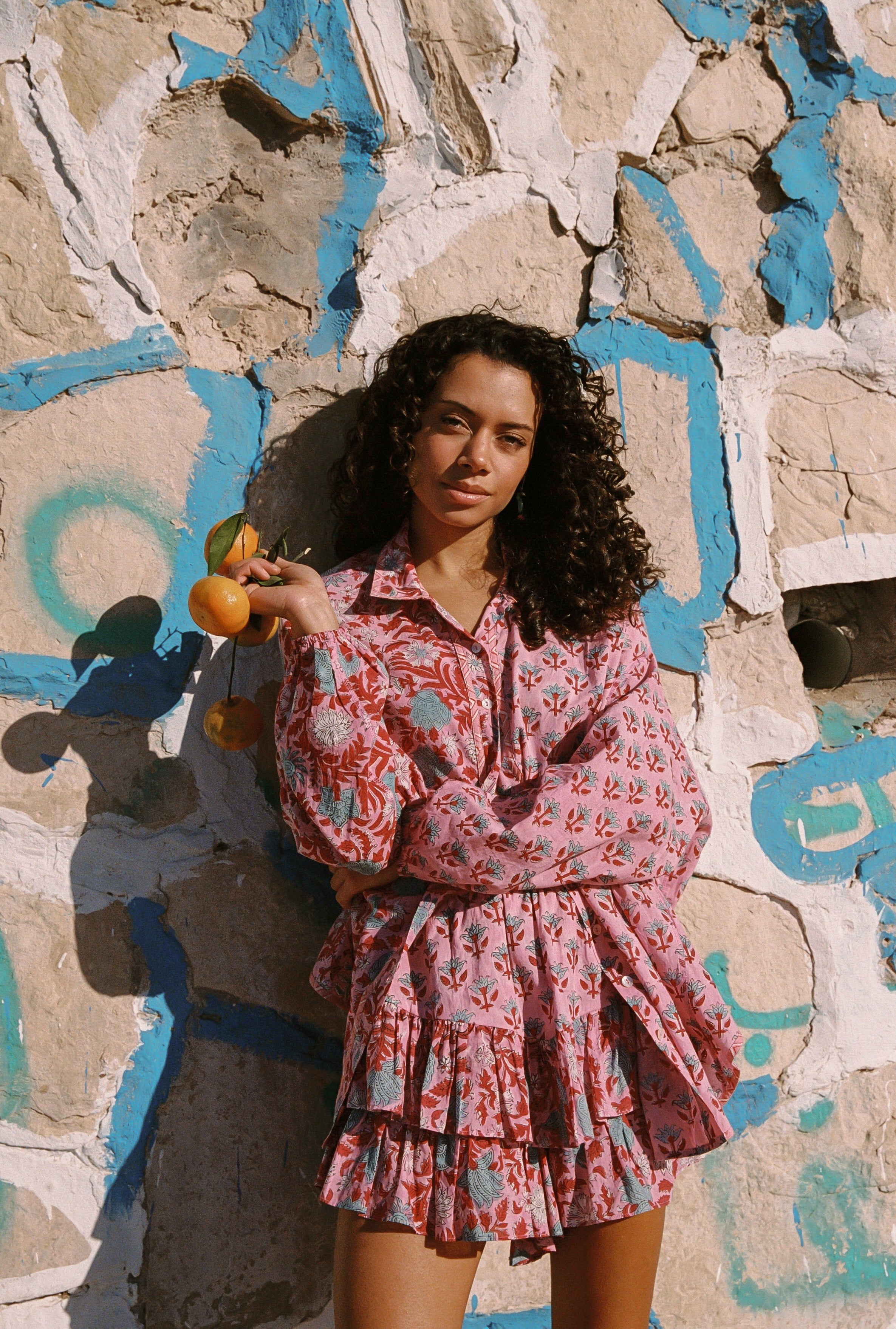 KINGA CSILLA Kamala Block Print Fae Frill Skort