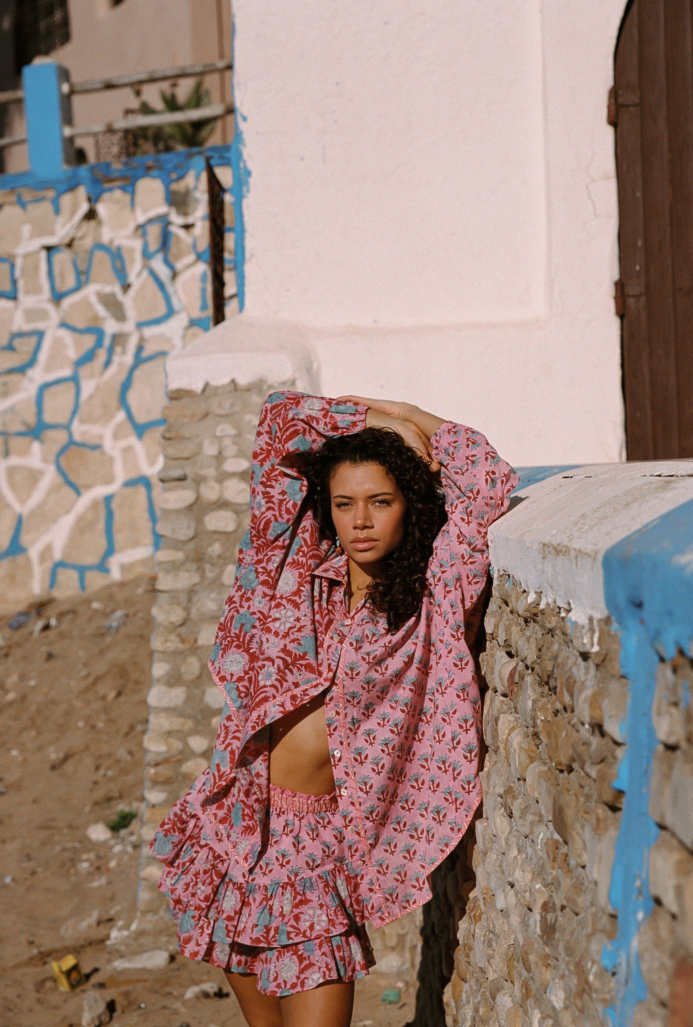 KINGA CSILLA Kamala Block Print Fae Frill Skort