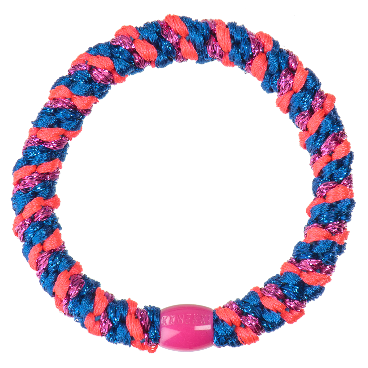 KKNEKKI Original Hair Tie ELECTRIC BLUE/PINK GLITTER