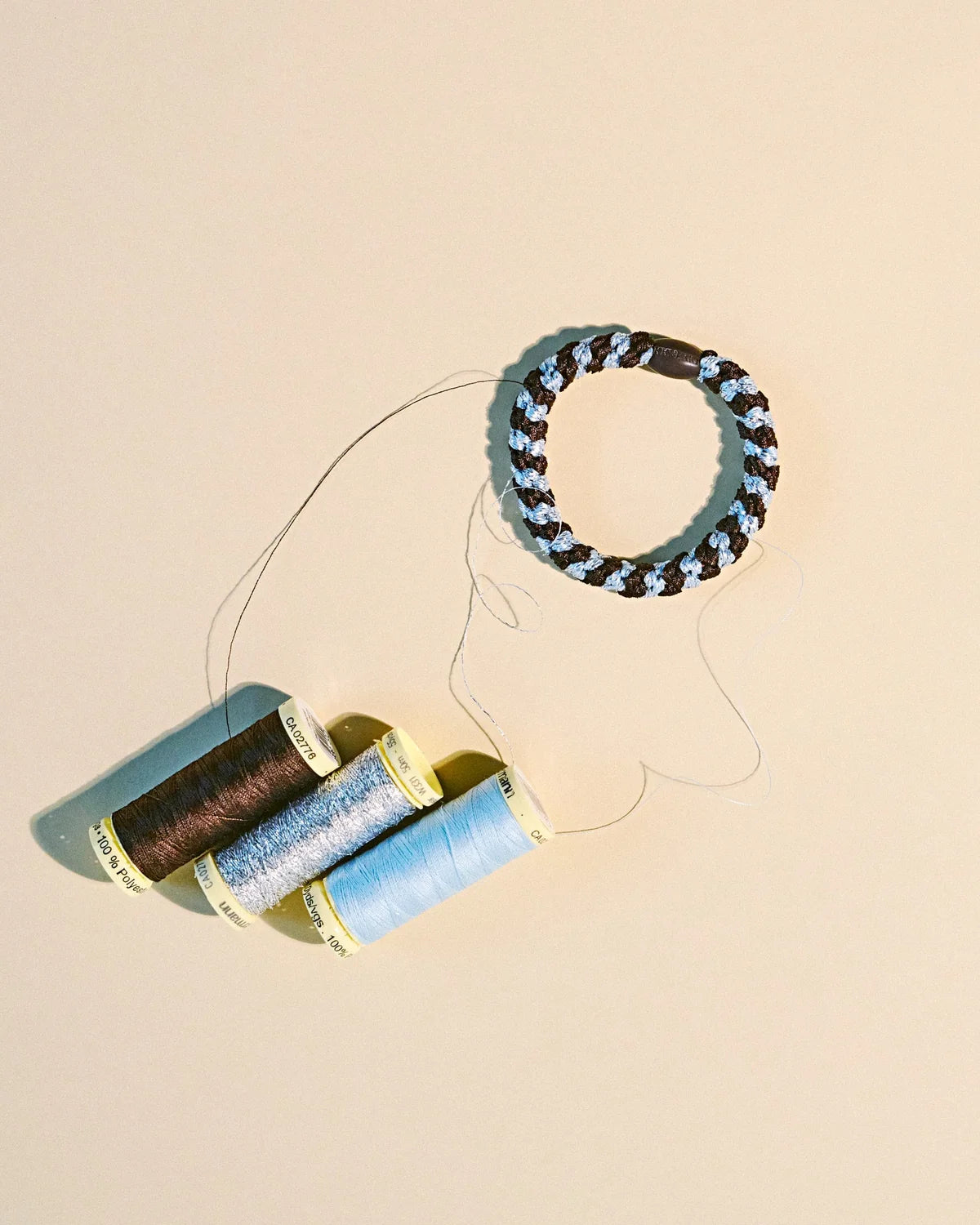 KKNEKKI Original Hair Tie BROWN SEA BLUE GLITTER STRIPE