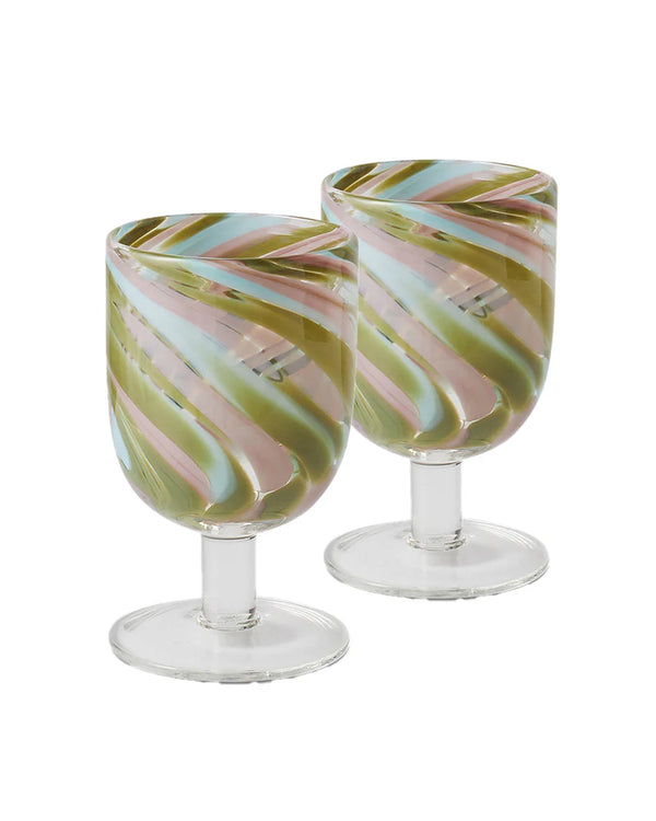 KIP & CO Wine Glass Set 2 MONSOON SWIRL