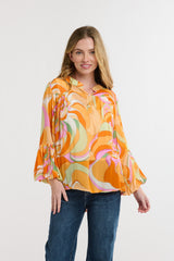 ITALIAN STAR Billow Blouse ORANGE - ONE SIZE