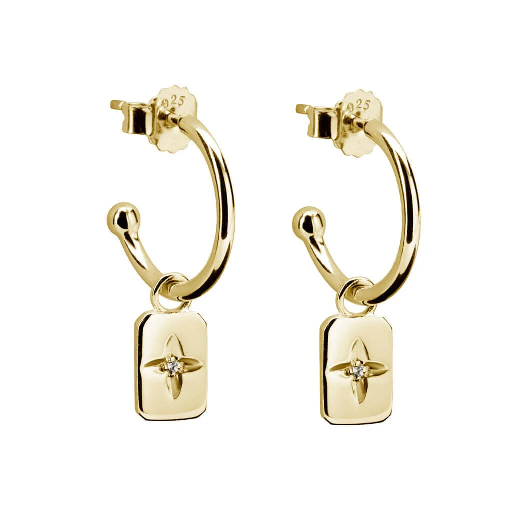 MURKANI Desert Flower Rectangle Earrings GOLD