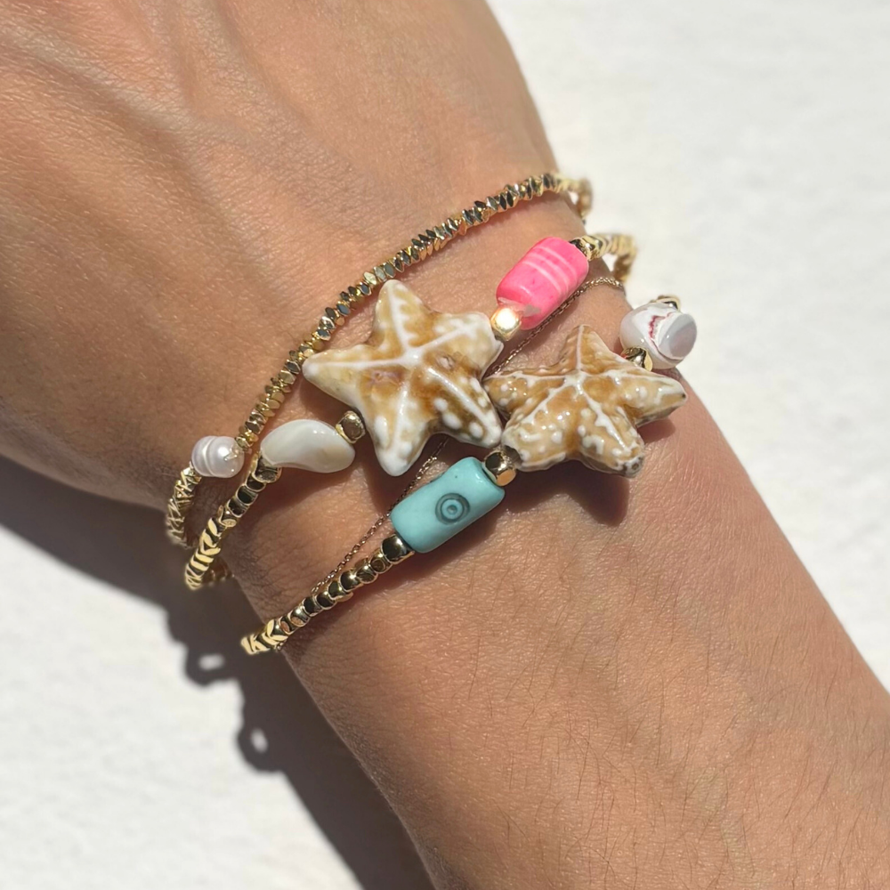 HEI TAI Gold Bead MON AMI Bracelet STARFISH BLUE