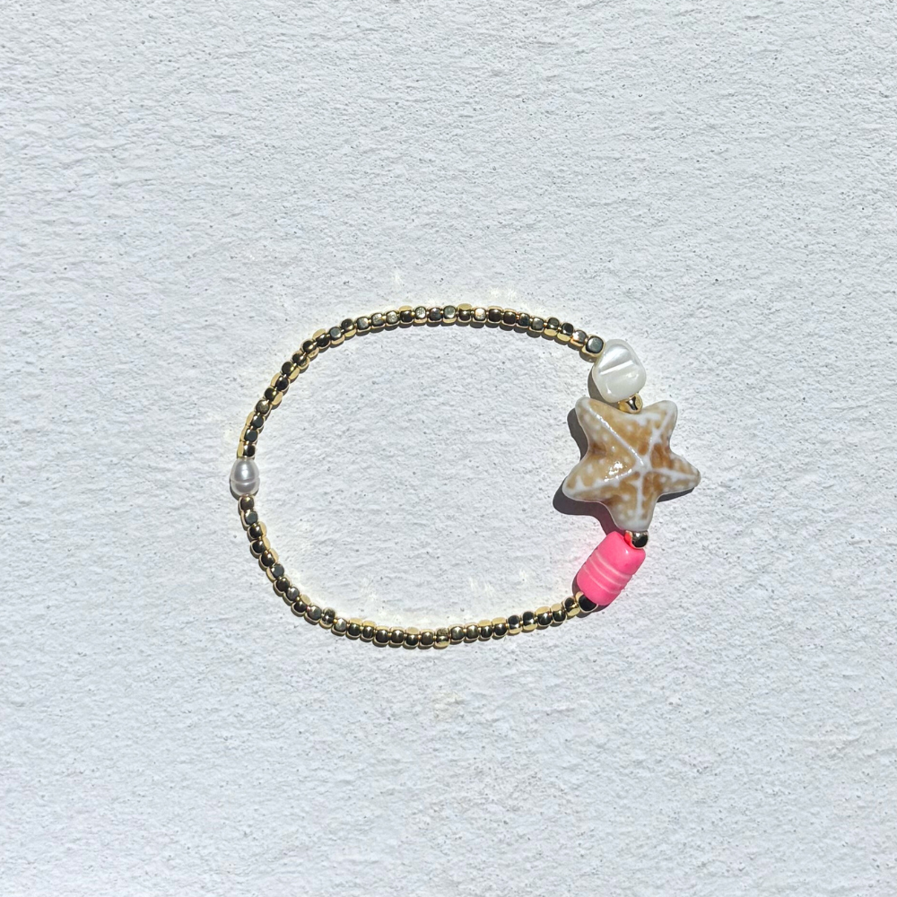 HEI TAI Gold Bead MON AMI Bracelet STARFISH PINK