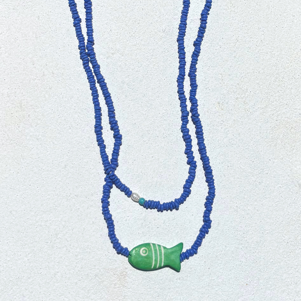 HEI TAI Marisole Fish Necklace GREEN/COBALT