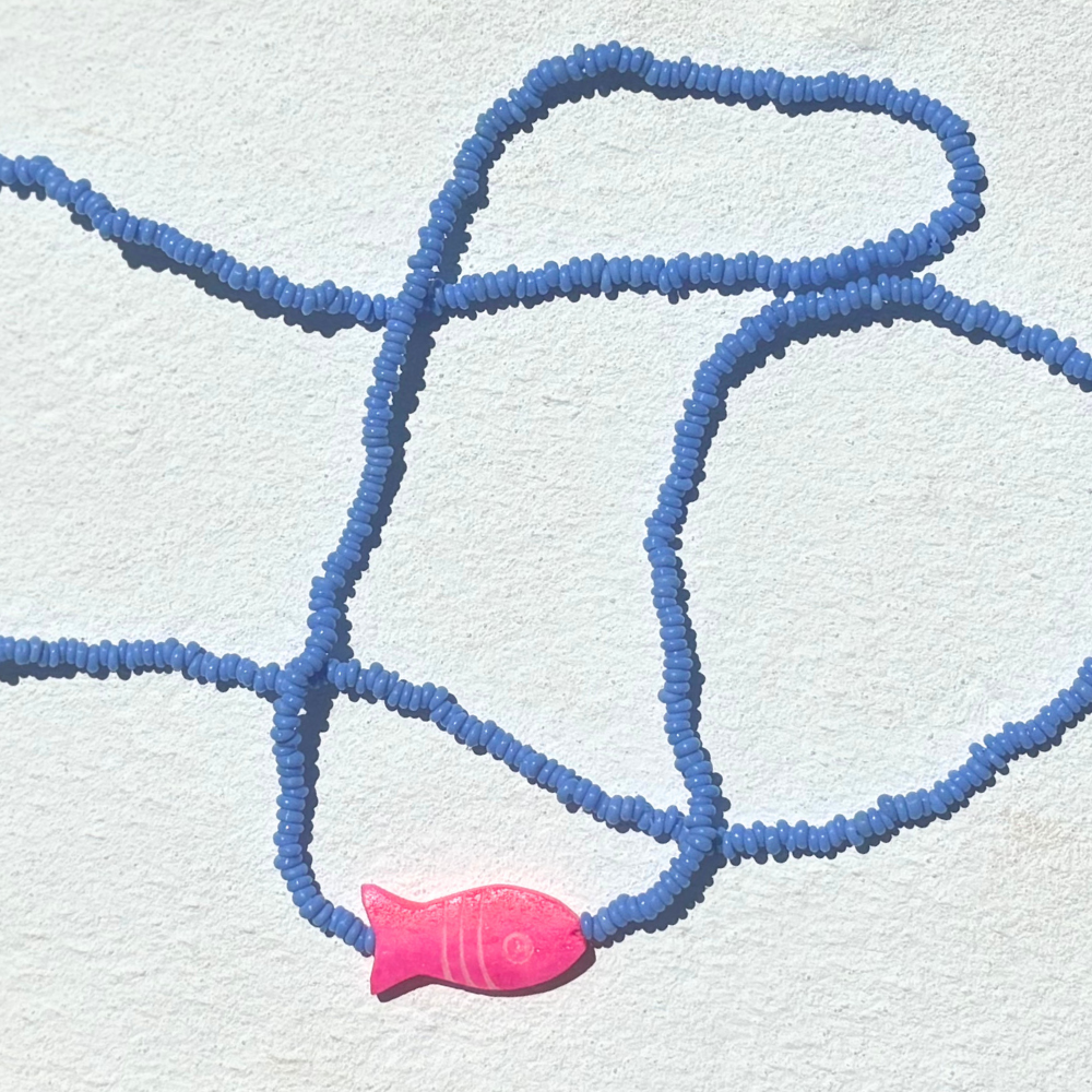 HEI TAI Marisole Fish Necklace NEON PINK/CORNFLOWER