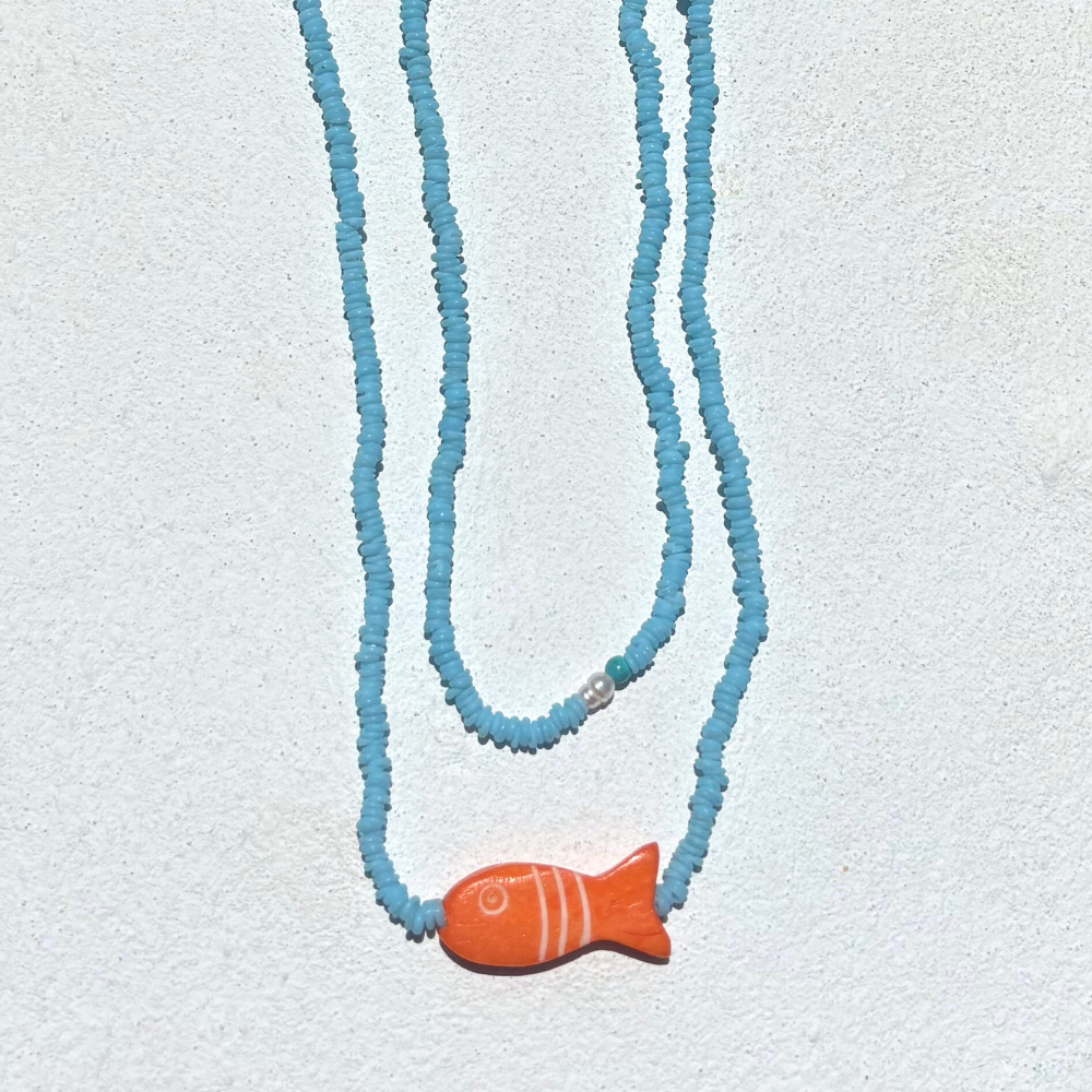 HEI TAI Marisole Fish Necklace ORANGE/AQUA