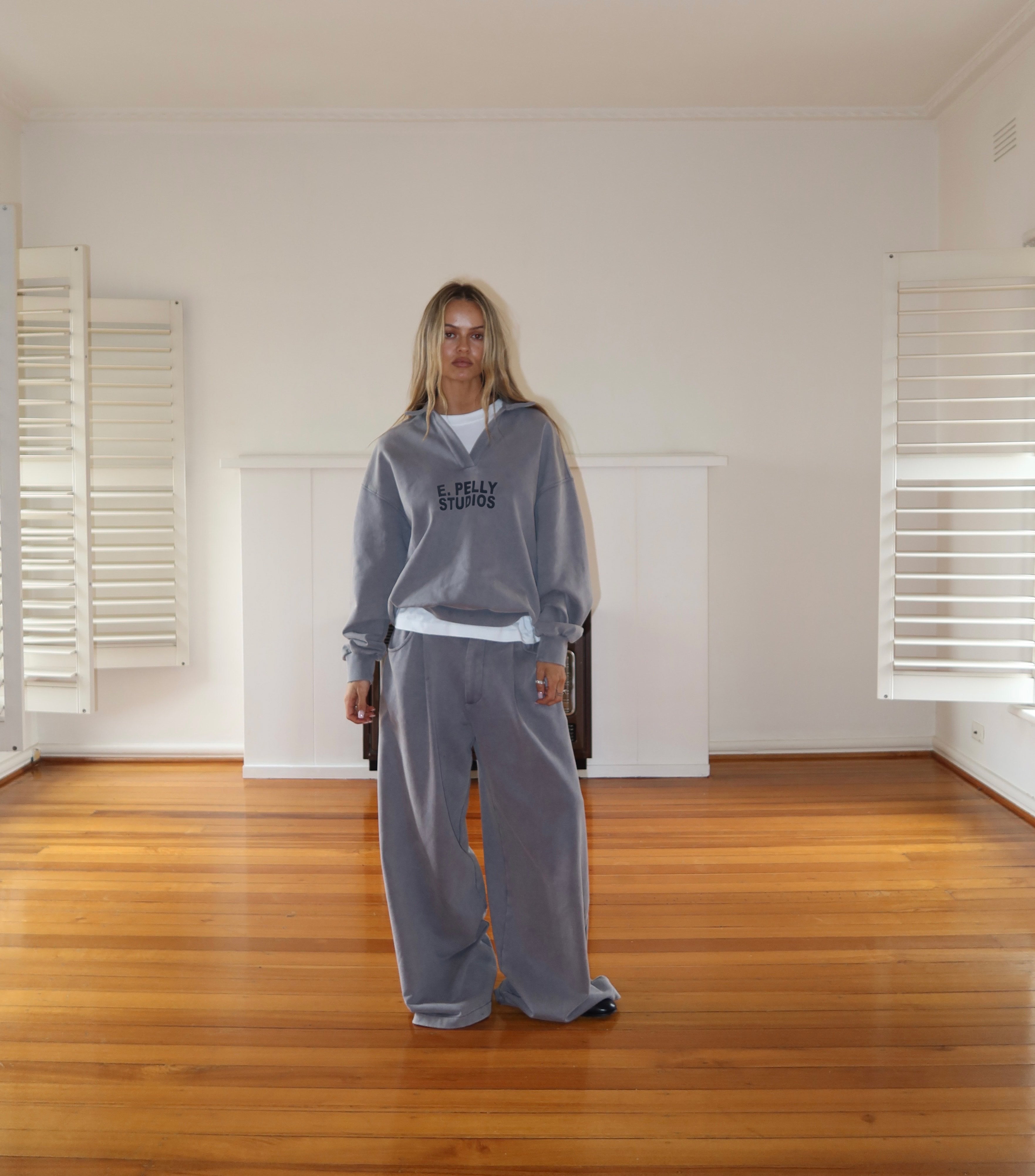 ENA PELLY Iva Jersey Polo DOVE GREY