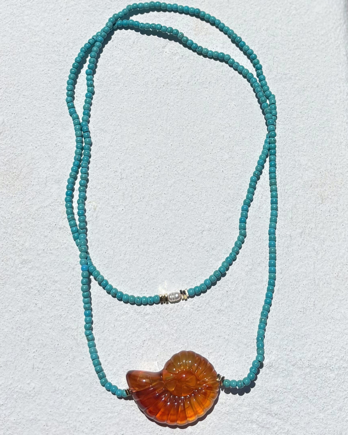 HEI TAI Milos Shell Necklace AMBER/AQUA