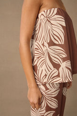 MON RENN Palmera Strapless Top COCOA FLORAL