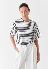 MORRISON Archie Stripe Tee WHITE/NAVY