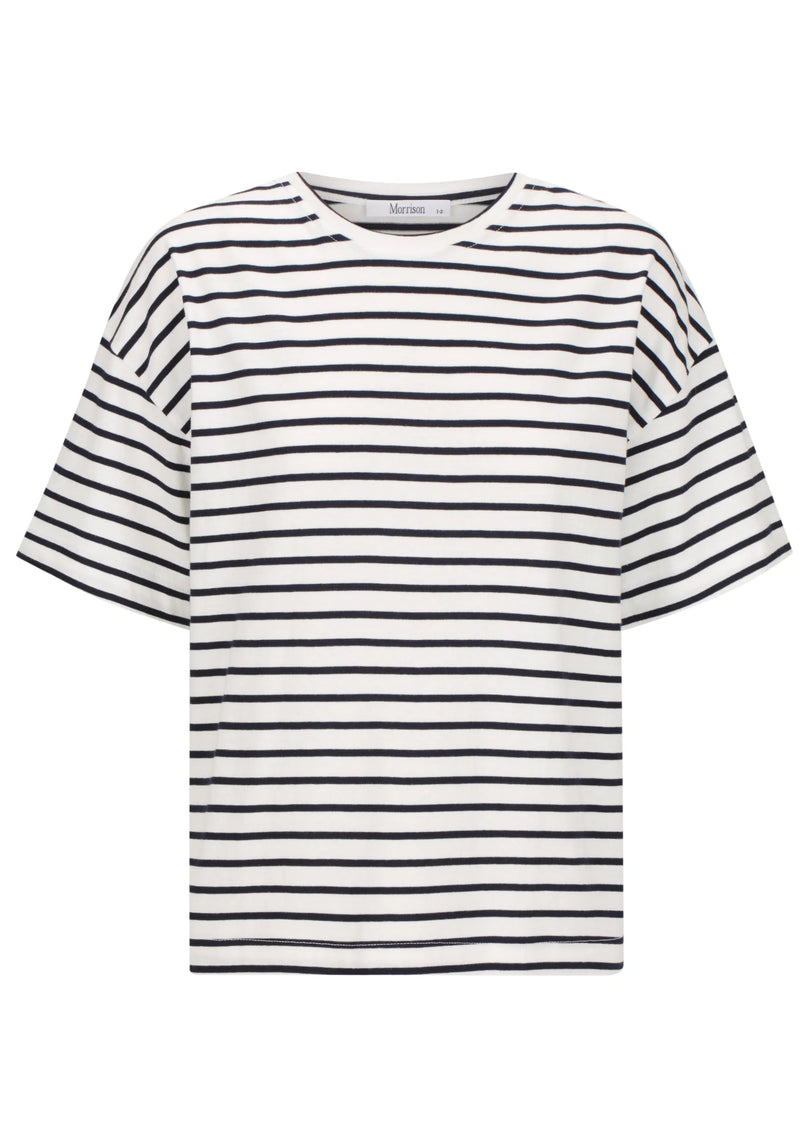 MORRISON Archie Stripe Tee WHITE/NAVY