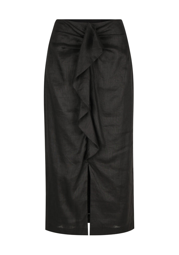 MORRISON Savasi Linen Skirt BLACK