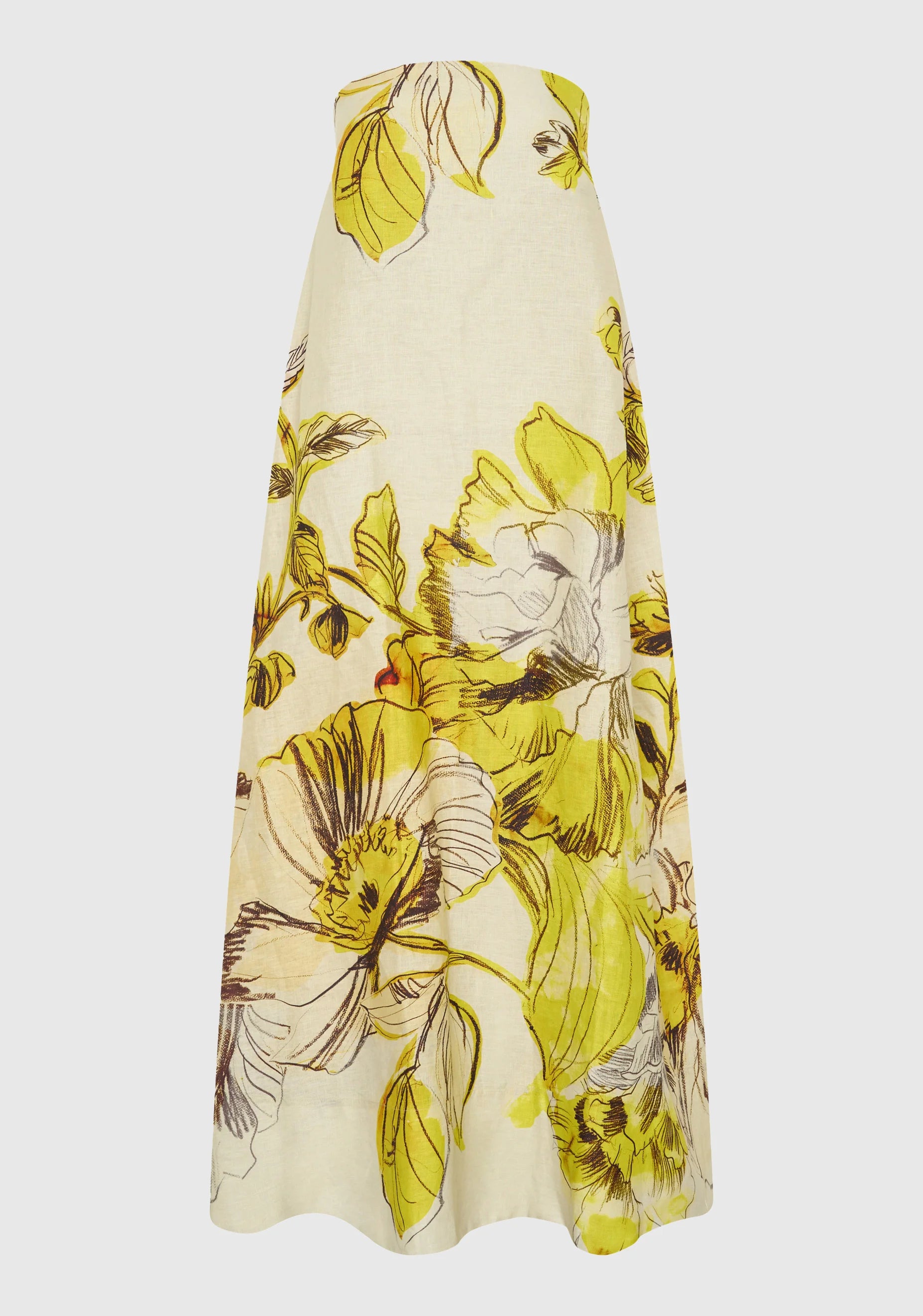 MORRISON Mae Linen Strapless Dress LEMON