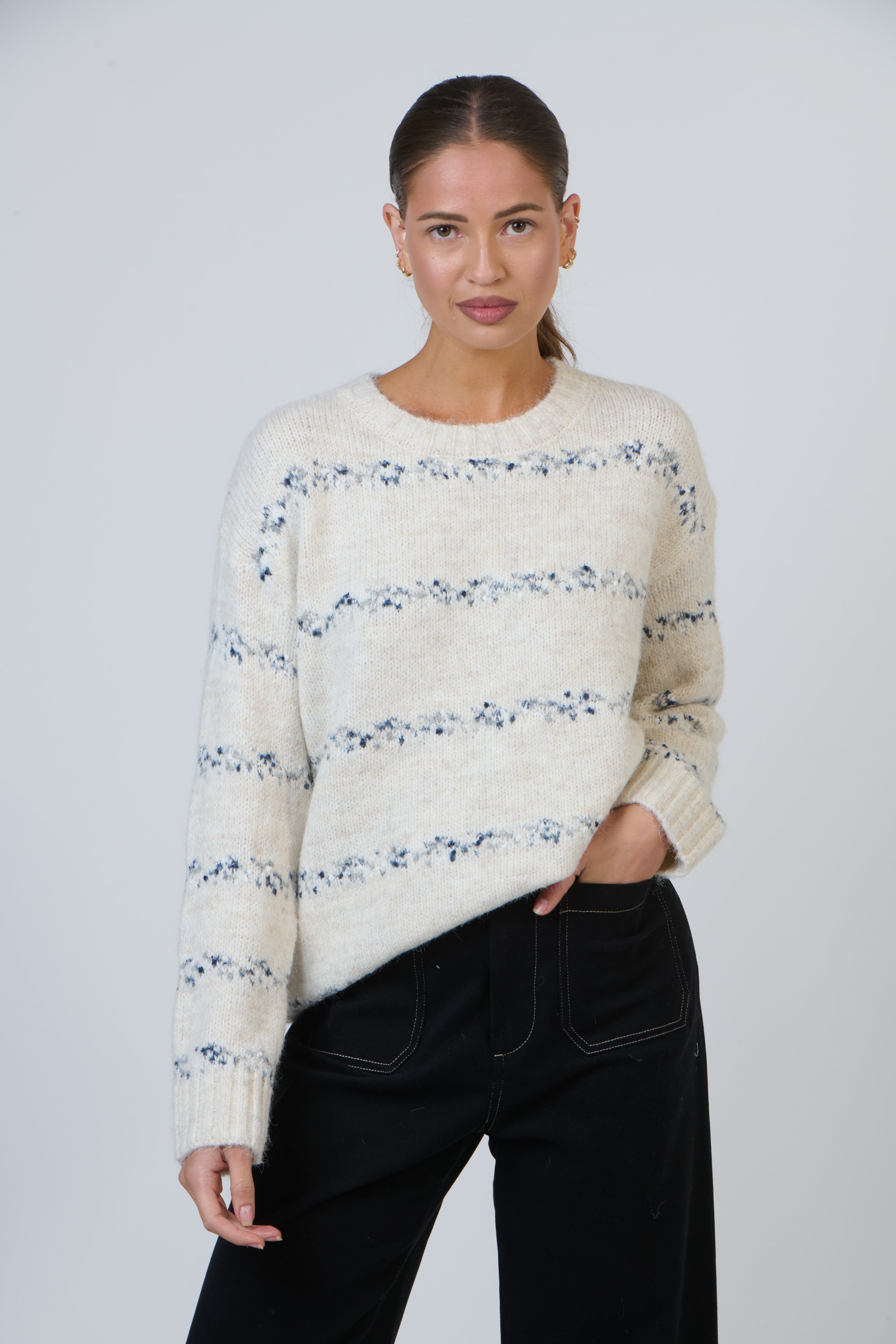 NAMASTAI Speckled Stripe Jumper SALT