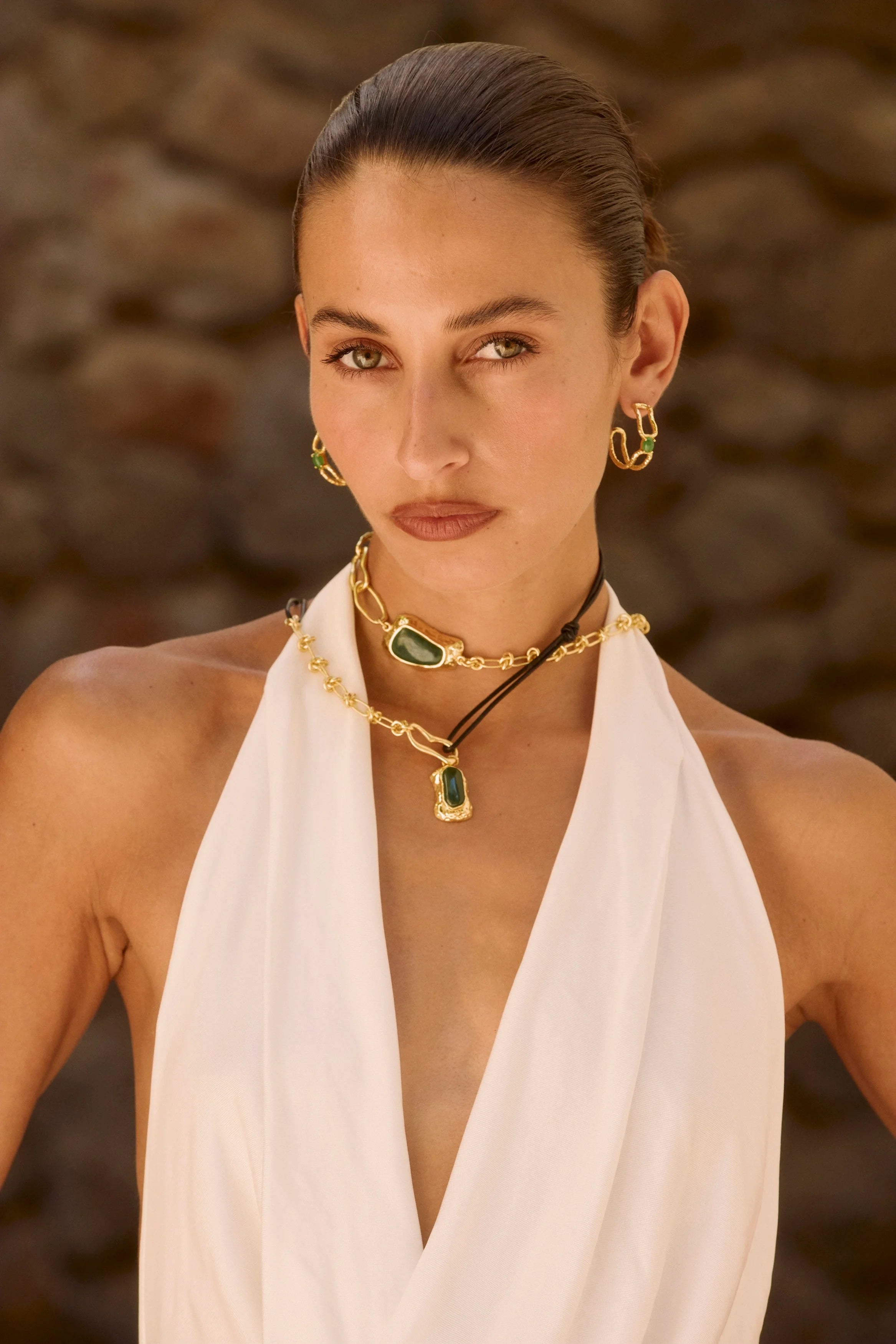 MOUNTAIN & MOON Sascha Earring GOLD JADE