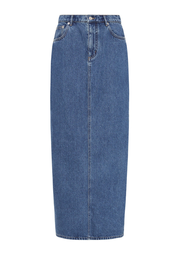 NUDE LUCY Organic Denim Maxi Skirt VINTAGE BLUE