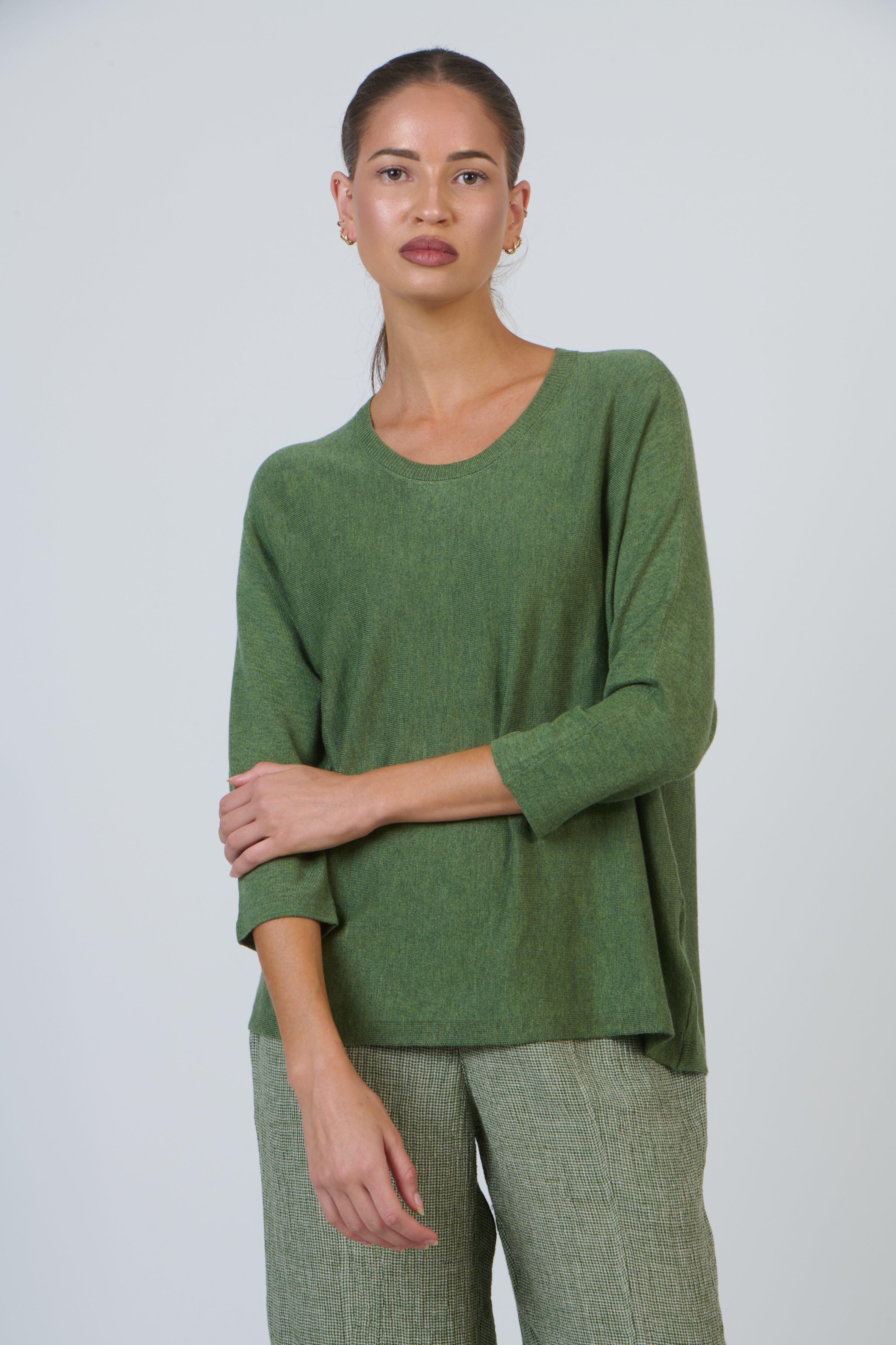OLIVE ET JULIE 3/4 Sleeve Relaxed Knit FOREST