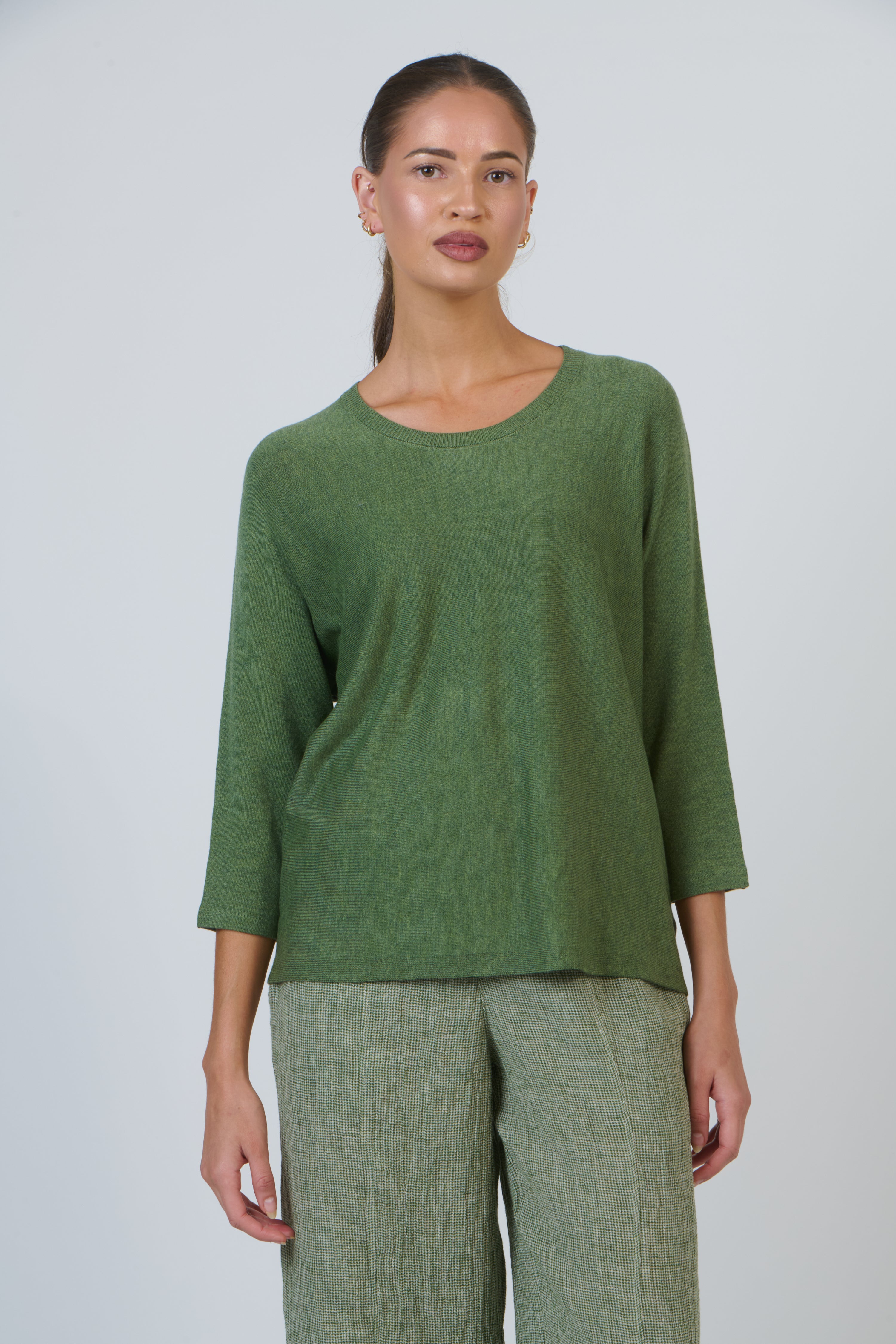 OLIVE ET JULIE 3/4 Sleeve Relaxed Knit FOREST