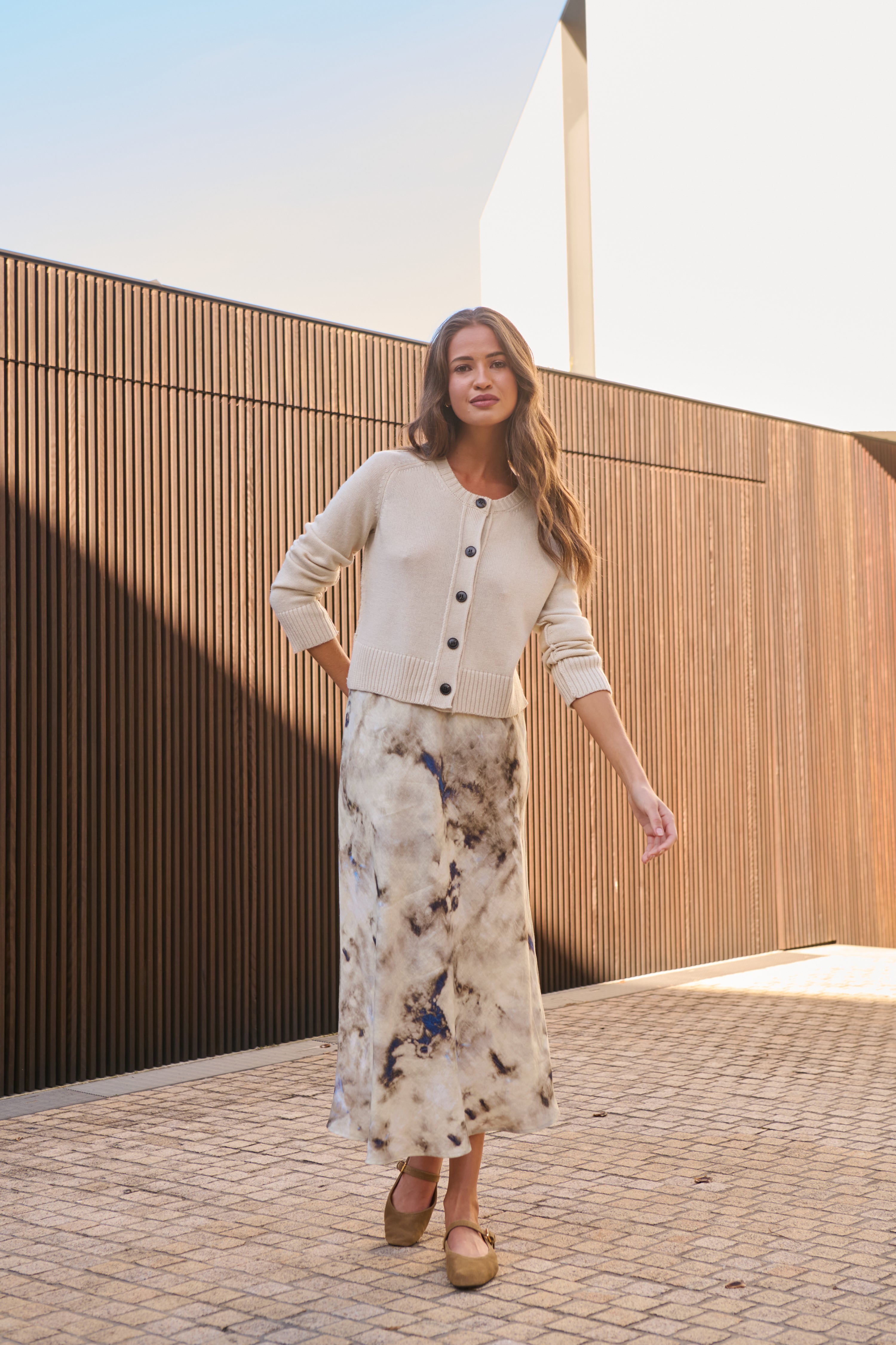 OLIVE ET JULIE Linen Aline Skirt EMPERADOR