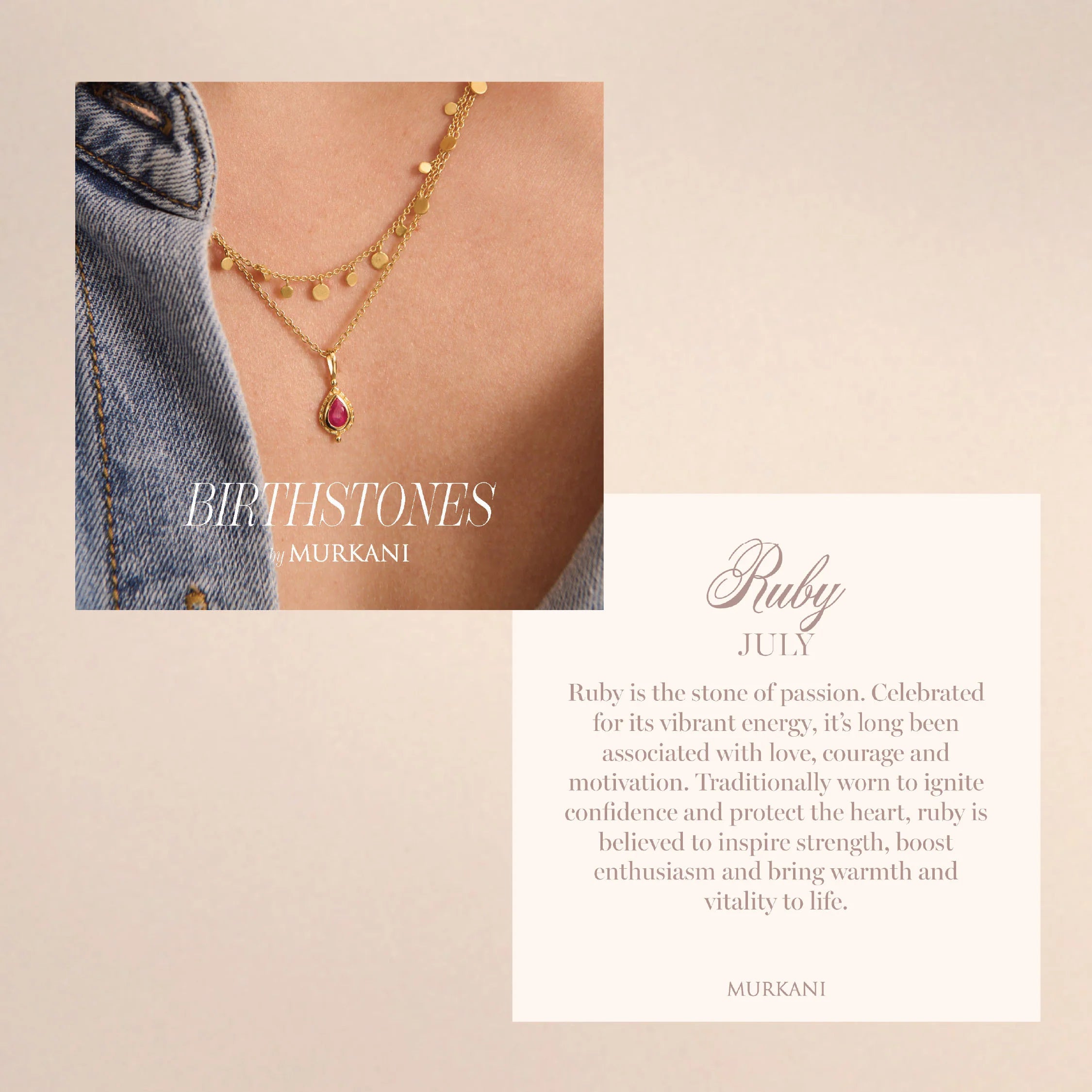 MURKANI July Birthstone Charm RUBY