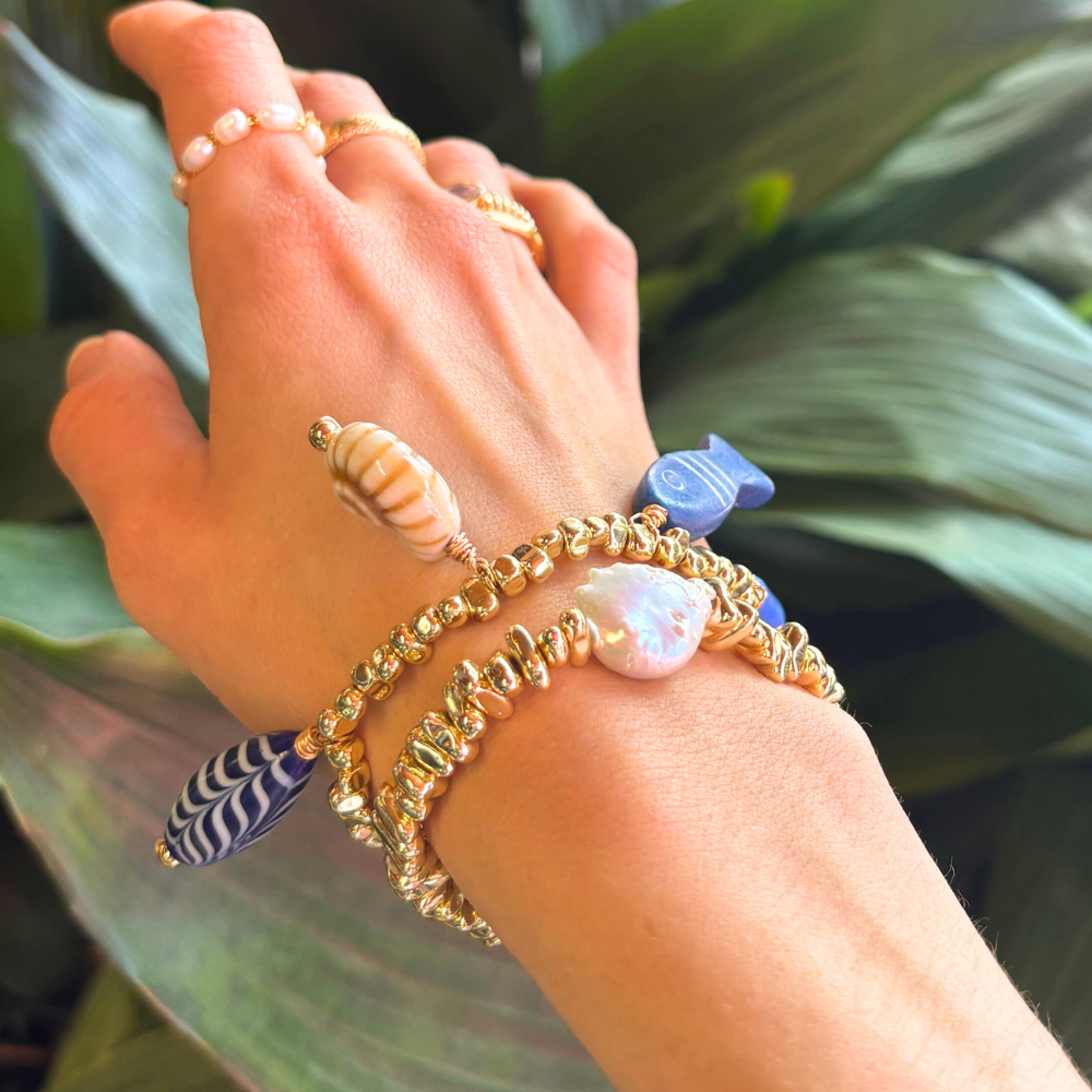 HEI TAI Gold Charm Bracelet PANTAI BLUES