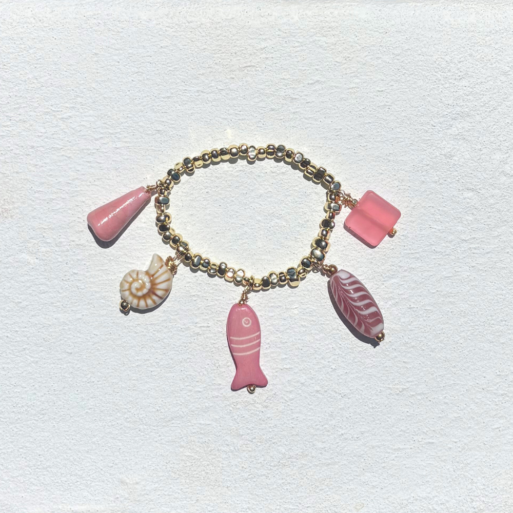HEI TAI Gold Charm Bracelet PANTAI PINKS