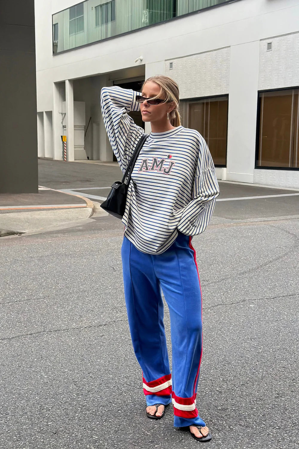 ARAMINTA JAMES Waffle Long Sleeve Top DARK NAVY