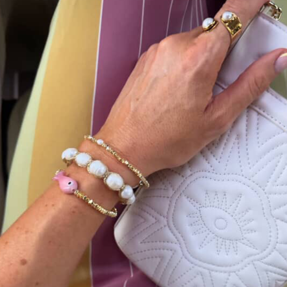 HEI TAI Gold Charm Bracelet PINK FISH