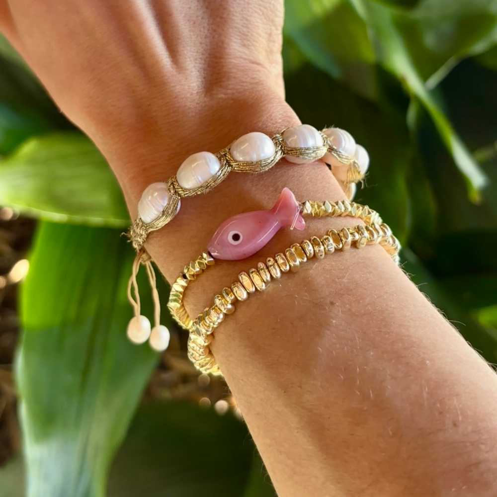 HEI TAI Gold Charm Bracelet PINK FISH