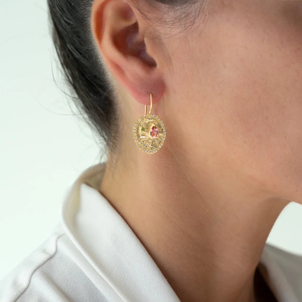 Ruby Teva Alila Pink & Green Tourmaline Earrings