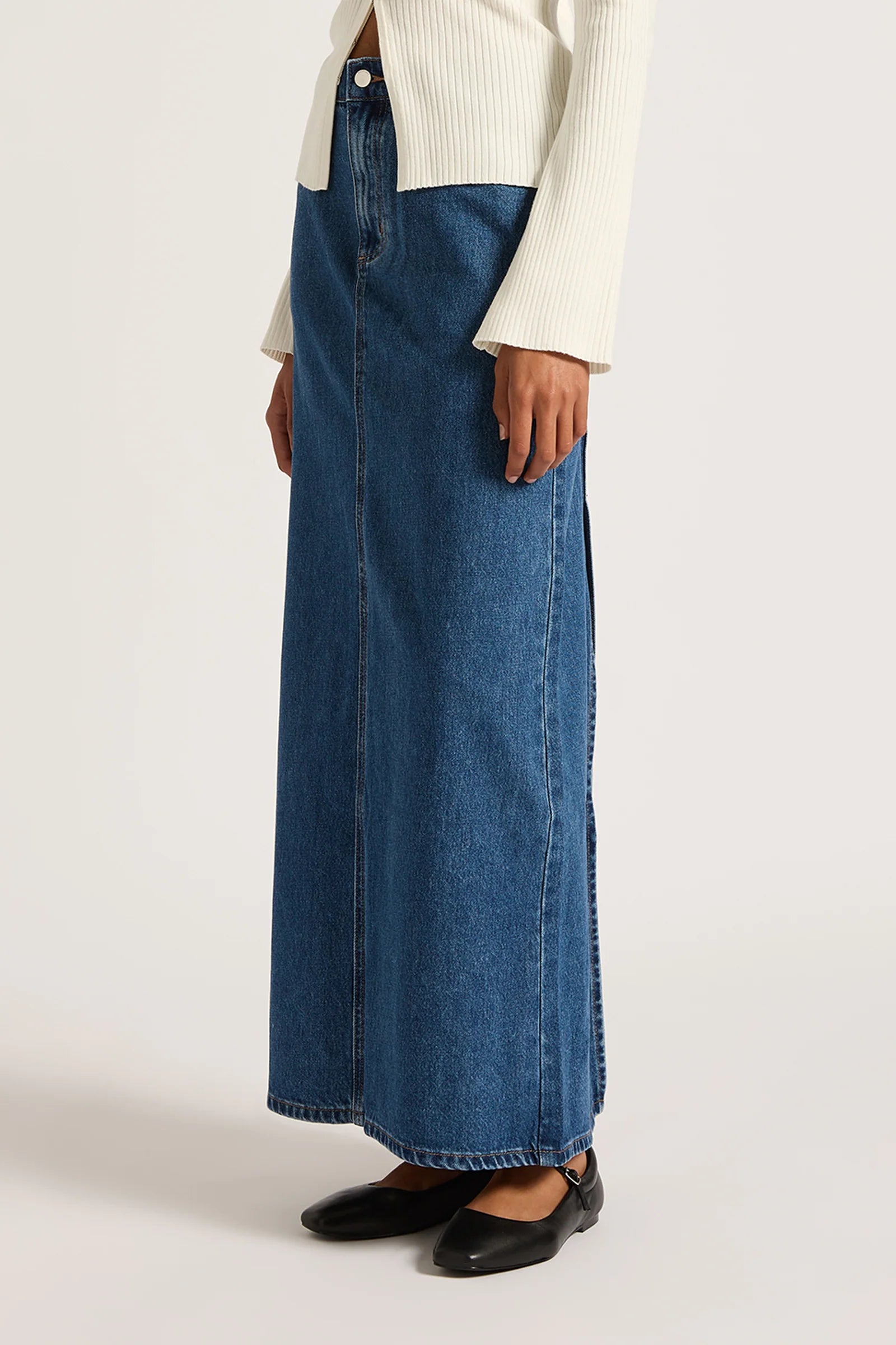 NUDE LUCY Organic Denim Maxi Skirt VINTAGE BLUE