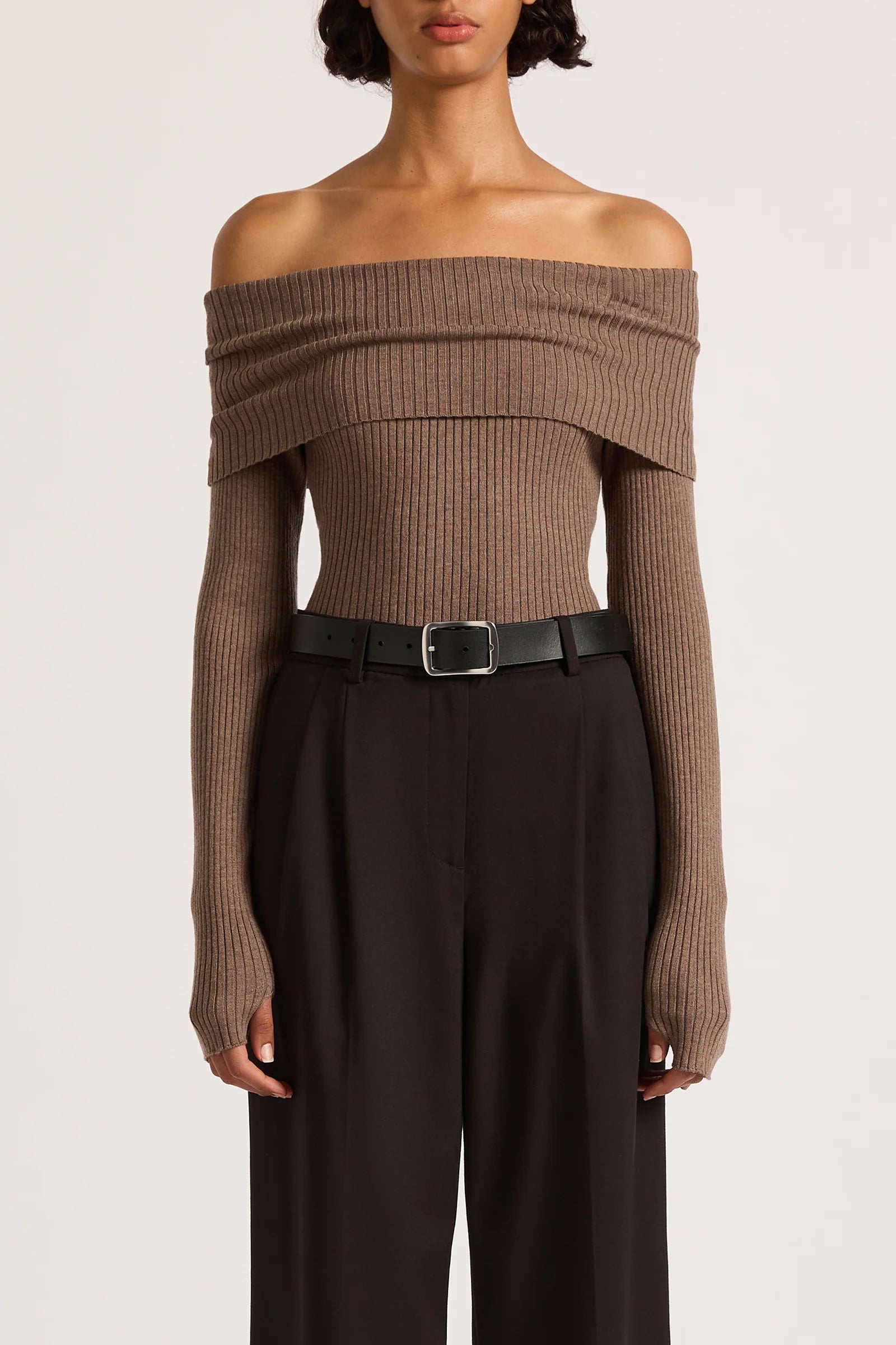 NL Krishna Off Shoulder Knit MOCHA