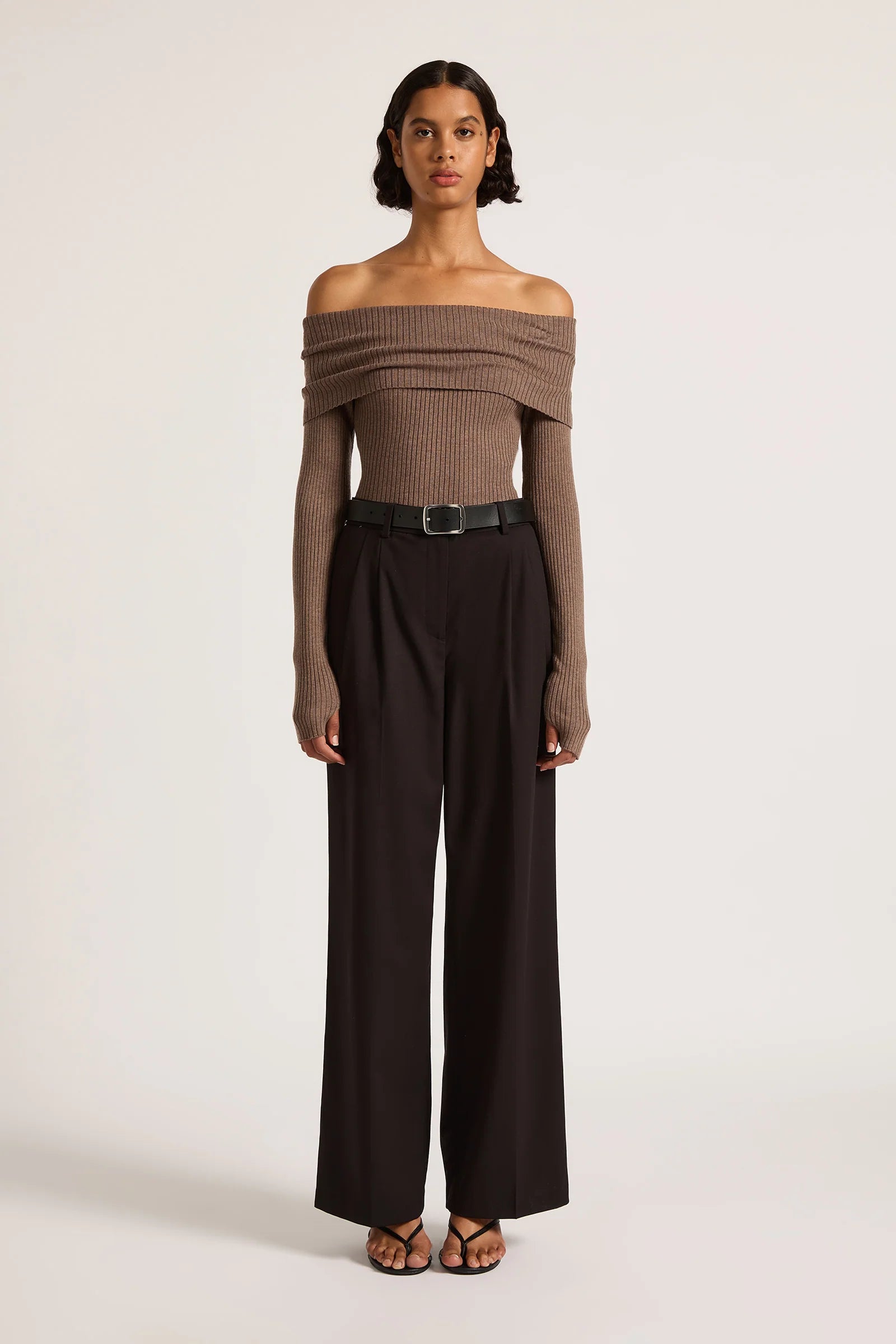 NL Krishna Off Shoulder Knit MOCHA