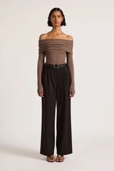 NUDE LUCY Krishna Off Shoulder Knit MOCHA