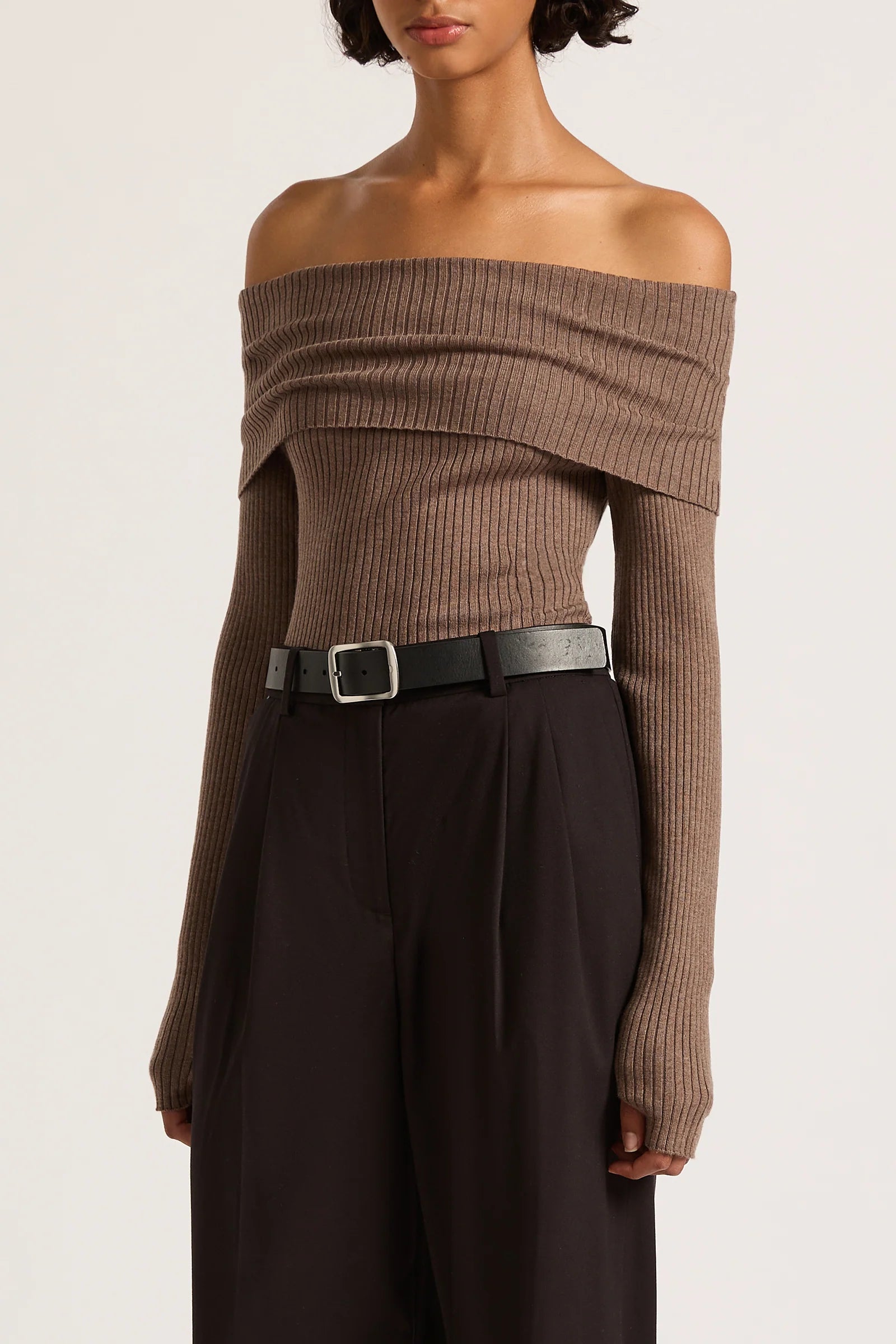 NL Krishna Off Shoulder Knit MOCHA